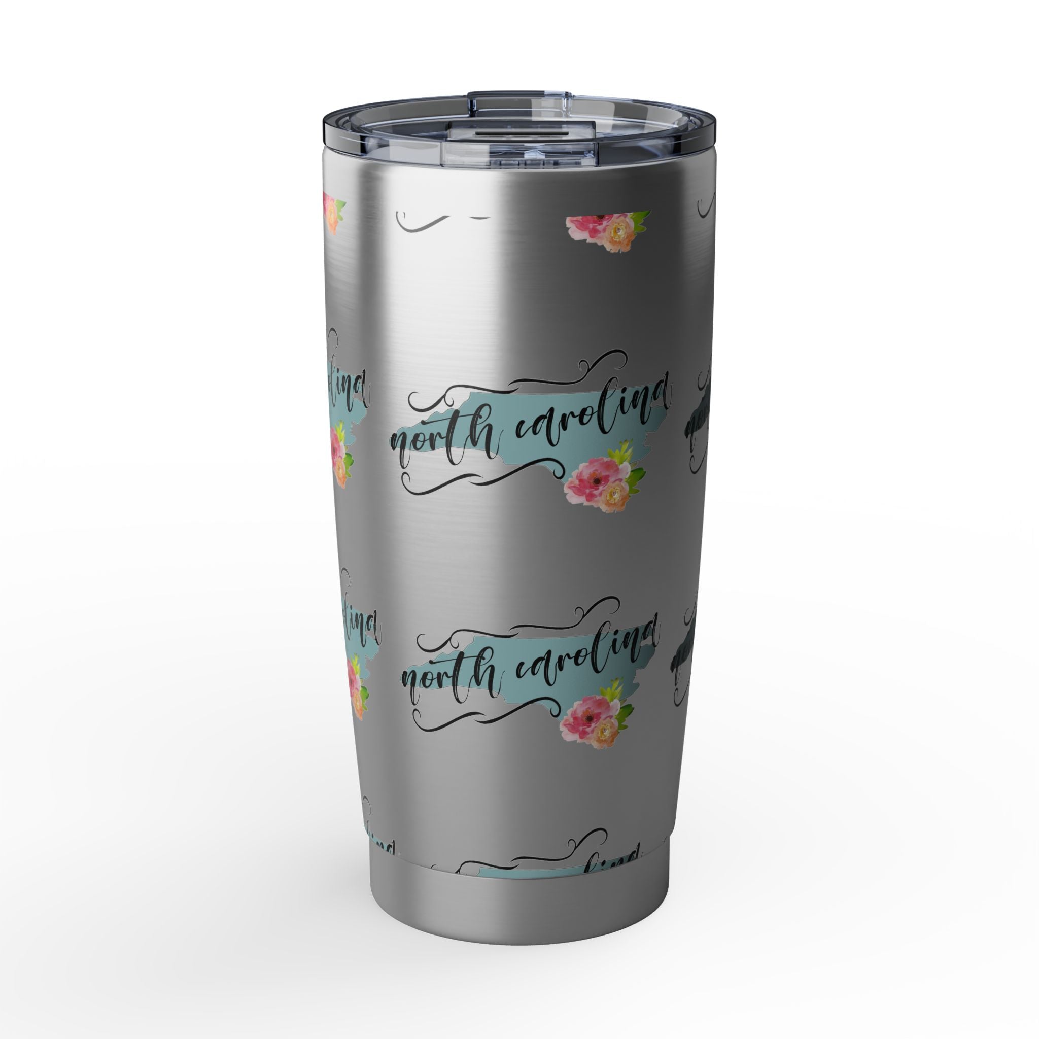 North Carolina Floral Travel Tumbler — 20oz Insulated Stainless Cup