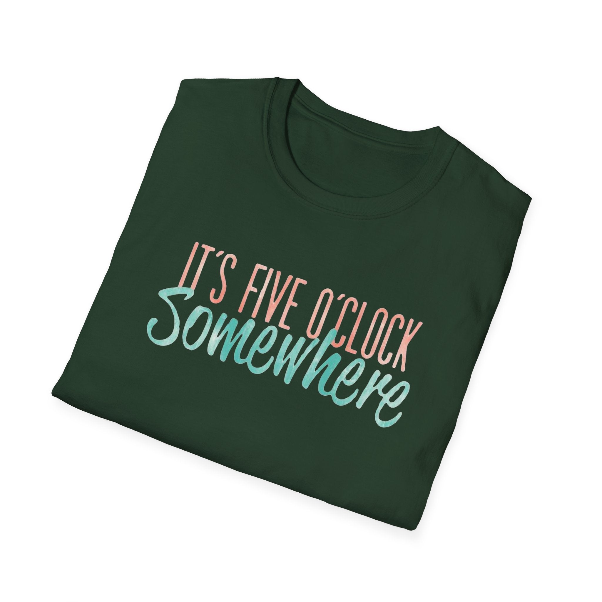 T-Shirt: "It’s Five O’Clock Somewhere" Pastel Vacation Tee