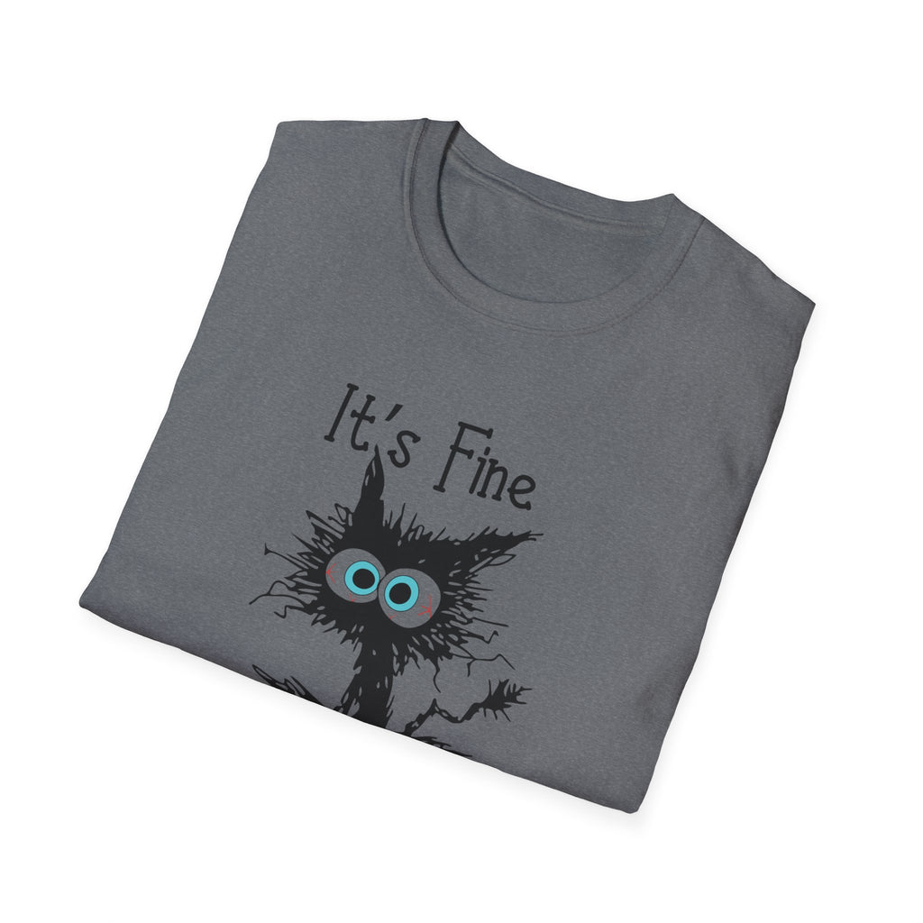 It's Fine Cat T-Shirt — Funny Grunge Cat Graphic Tee ("It's Fine I'm Fine Everything Is Fine")