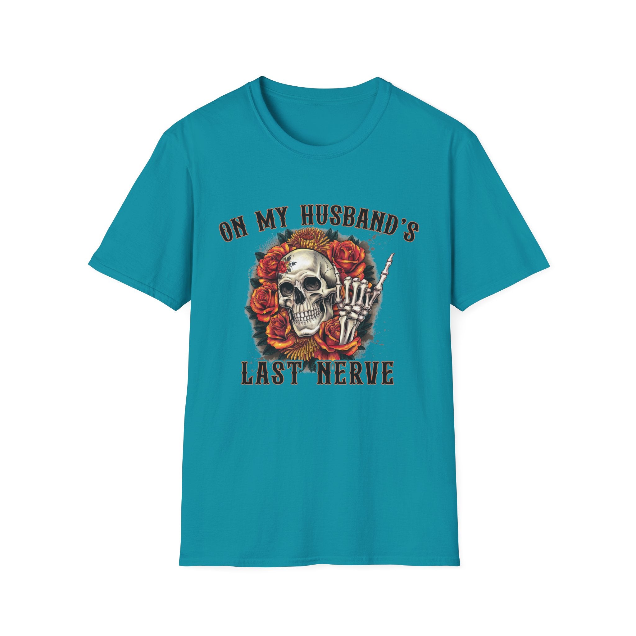 On My Husband's Last Nerve Skull & Roses T‑Shirt