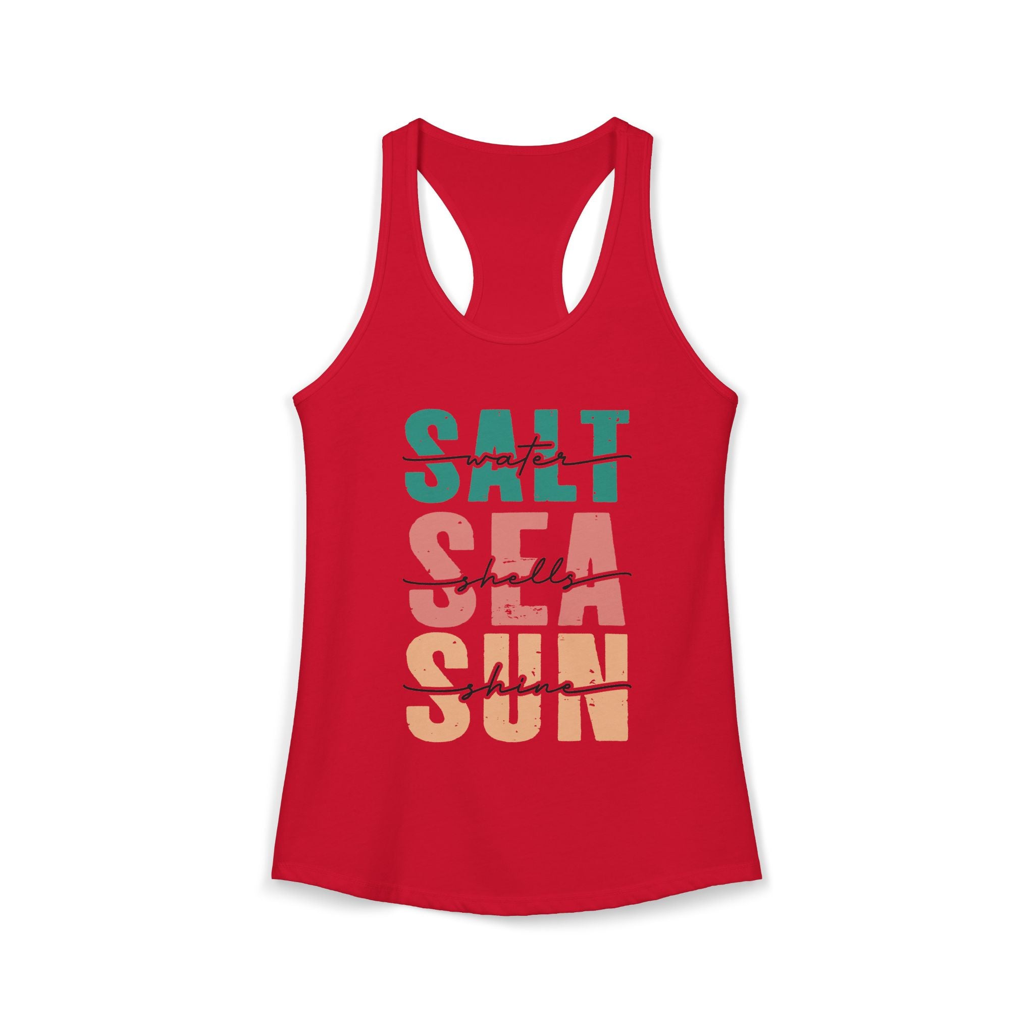 Salt Water, Seashells, Sunshine, -- Women's Ideal Racerback Tank