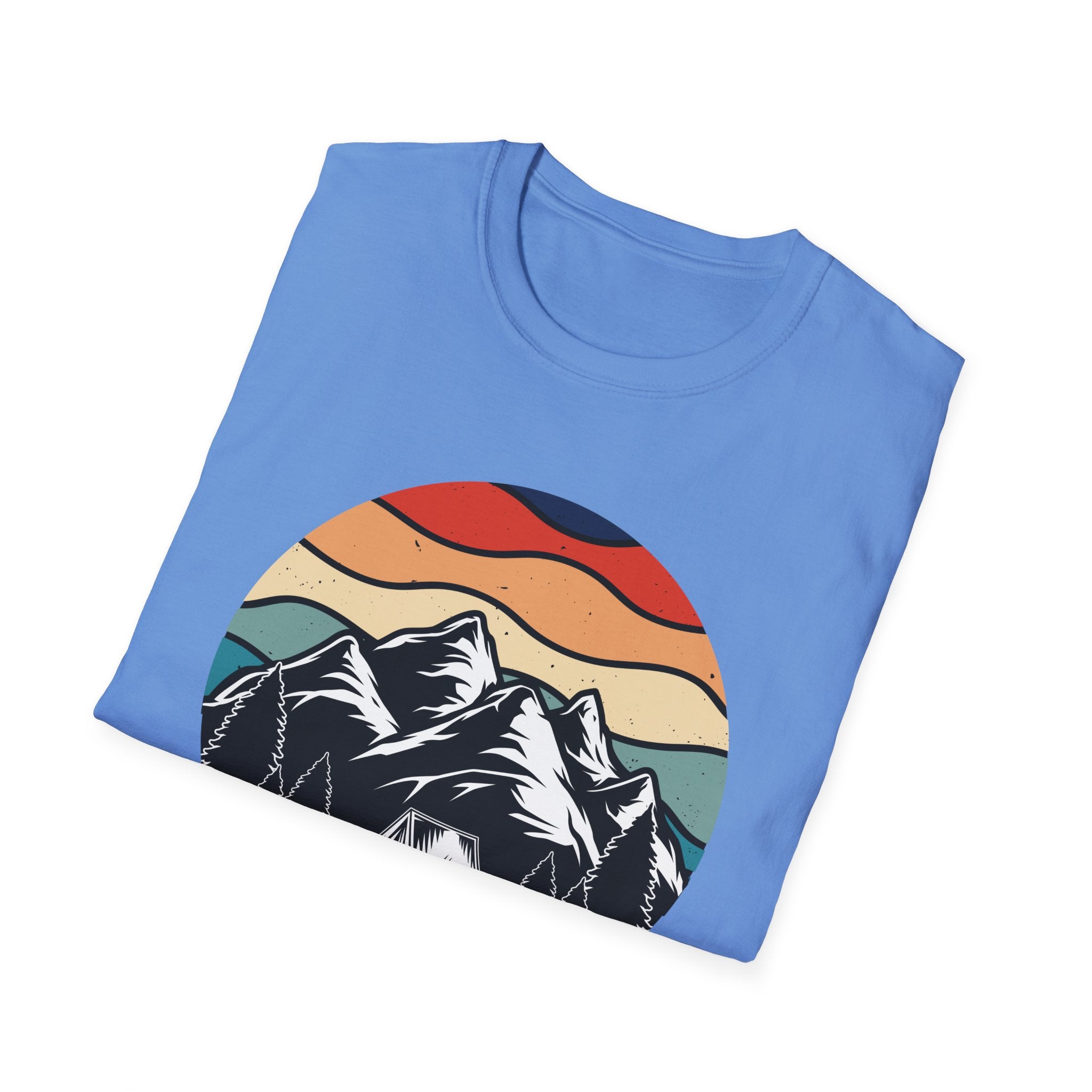 Retro Mountain Graphic T-Shirt — Sunset Camping Wilderness Tee