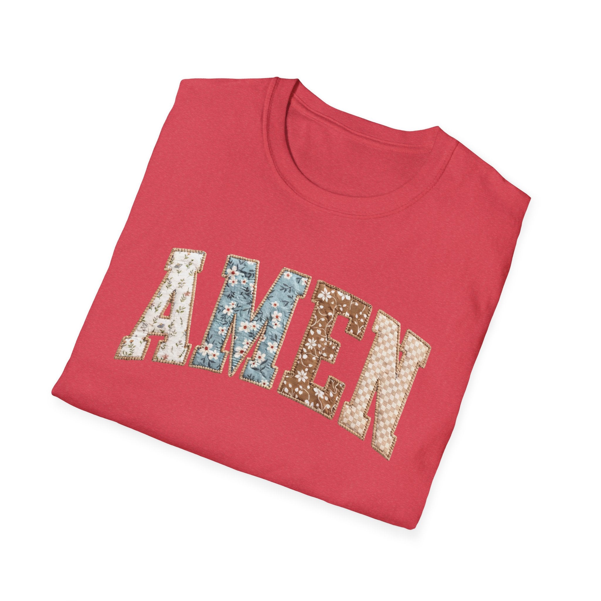 Amen Floral T-Shirt — Vintage Patchwork Faith Tee