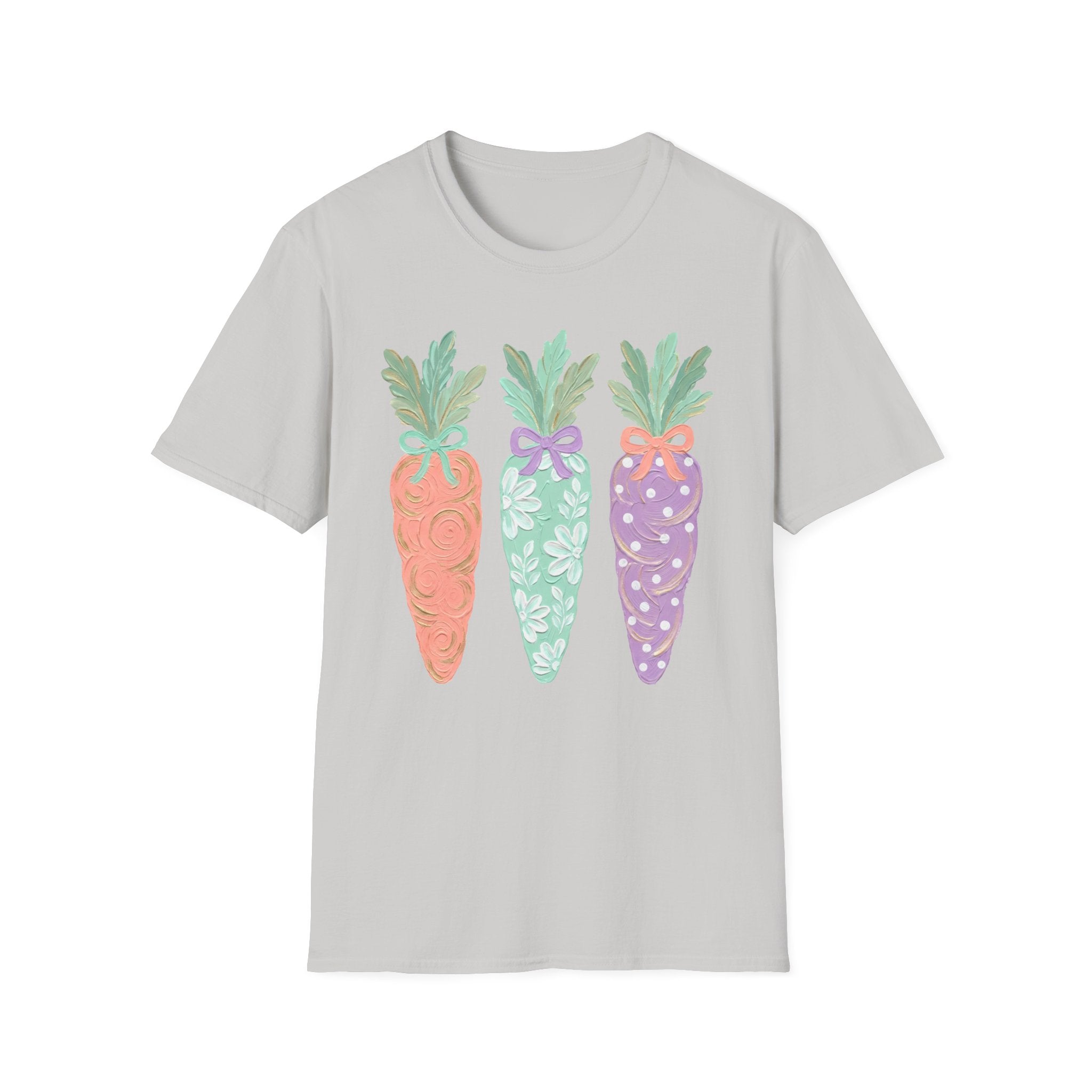 Carrot Trio Graphic T-Shirt — Pastel Floral Easter Tee