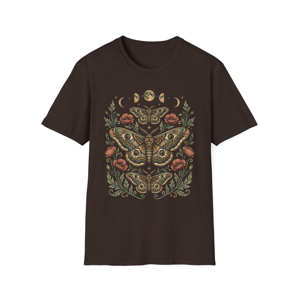 Moth & Moon Botanical T-Shirt — Vintage Poppy Moth Graphic Tee