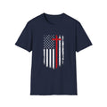 Christian Cross Minimalist T-Shirt — Distressed Red Cross Faith Tee