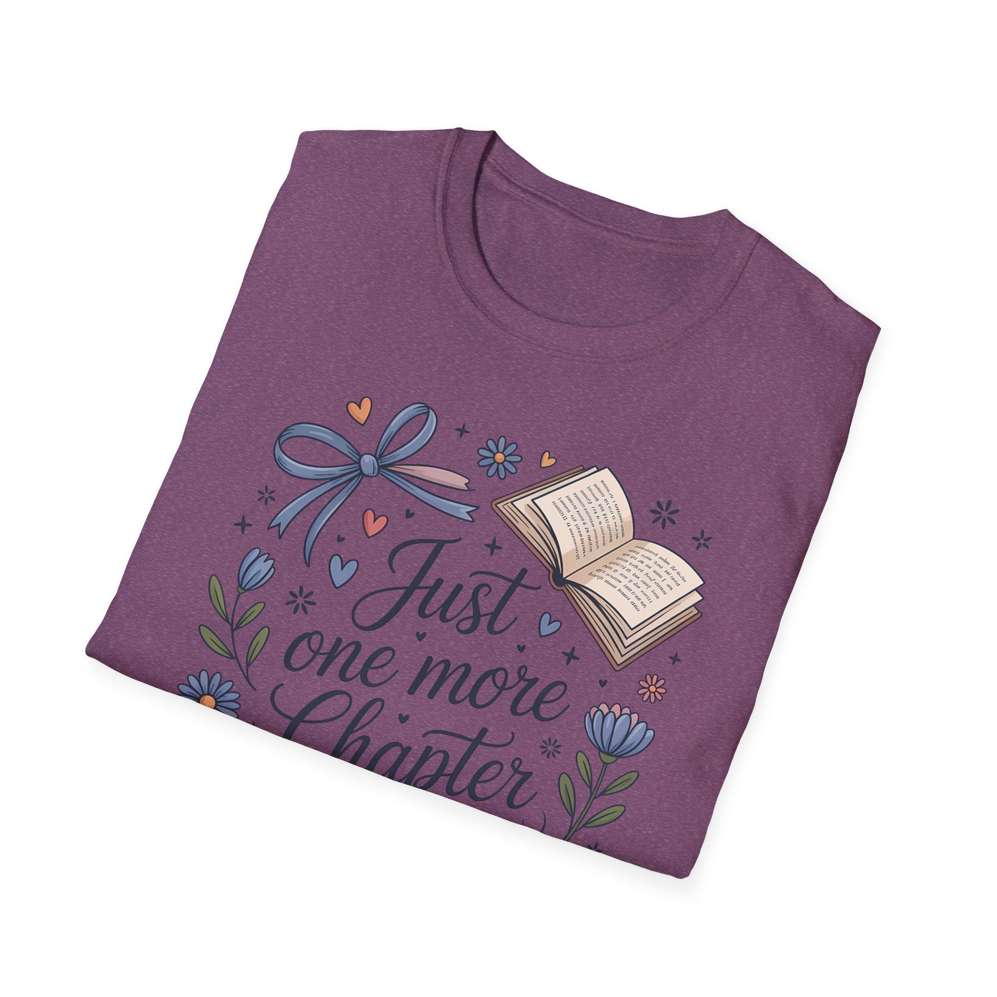 T-Shirt — "Just One More Chapter" Book Lover Tee with Glasses & Coffee