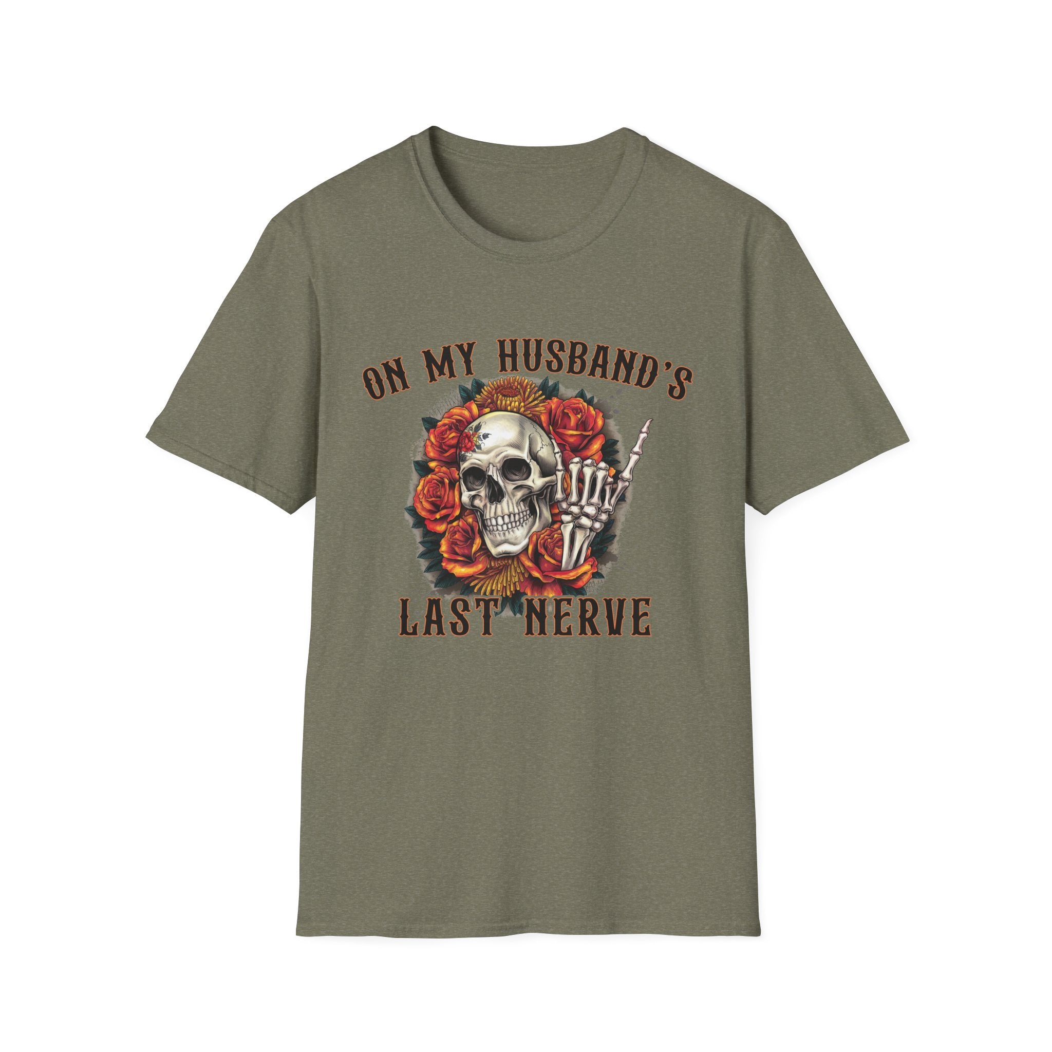 On My Husband's Last Nerve Skull & Roses T‑Shirt