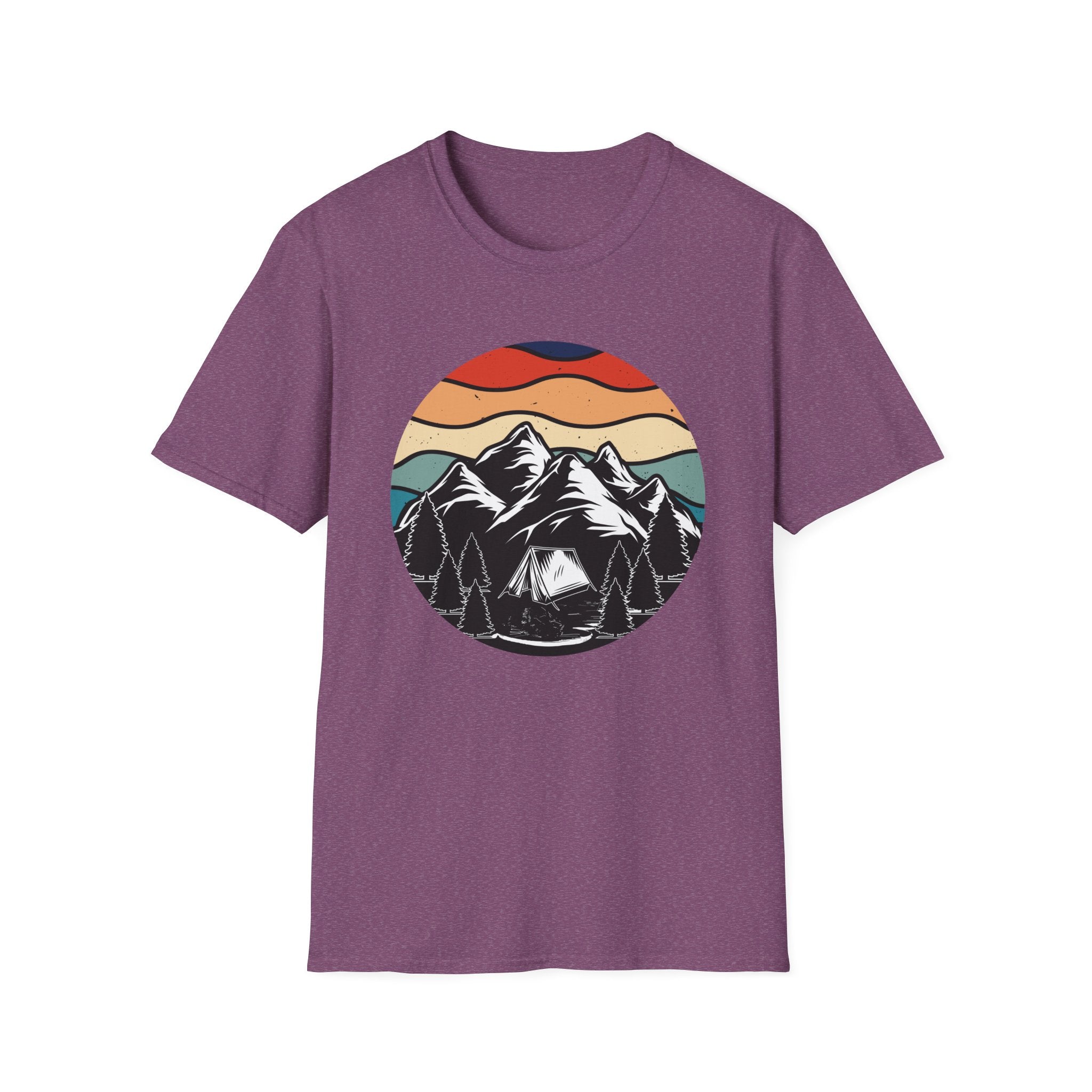 Retro Mountain Graphic T-Shirt — Sunset Camping Wilderness Tee