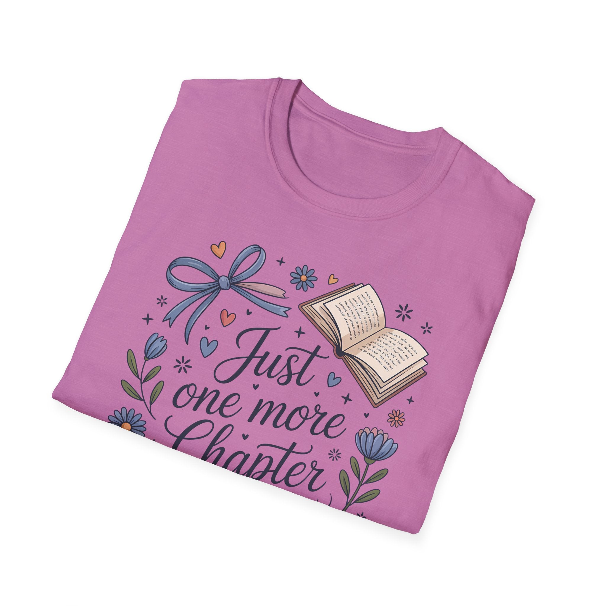 T-Shirt — "Just One More Chapter" Book Lover Tee with Glasses & Coffee