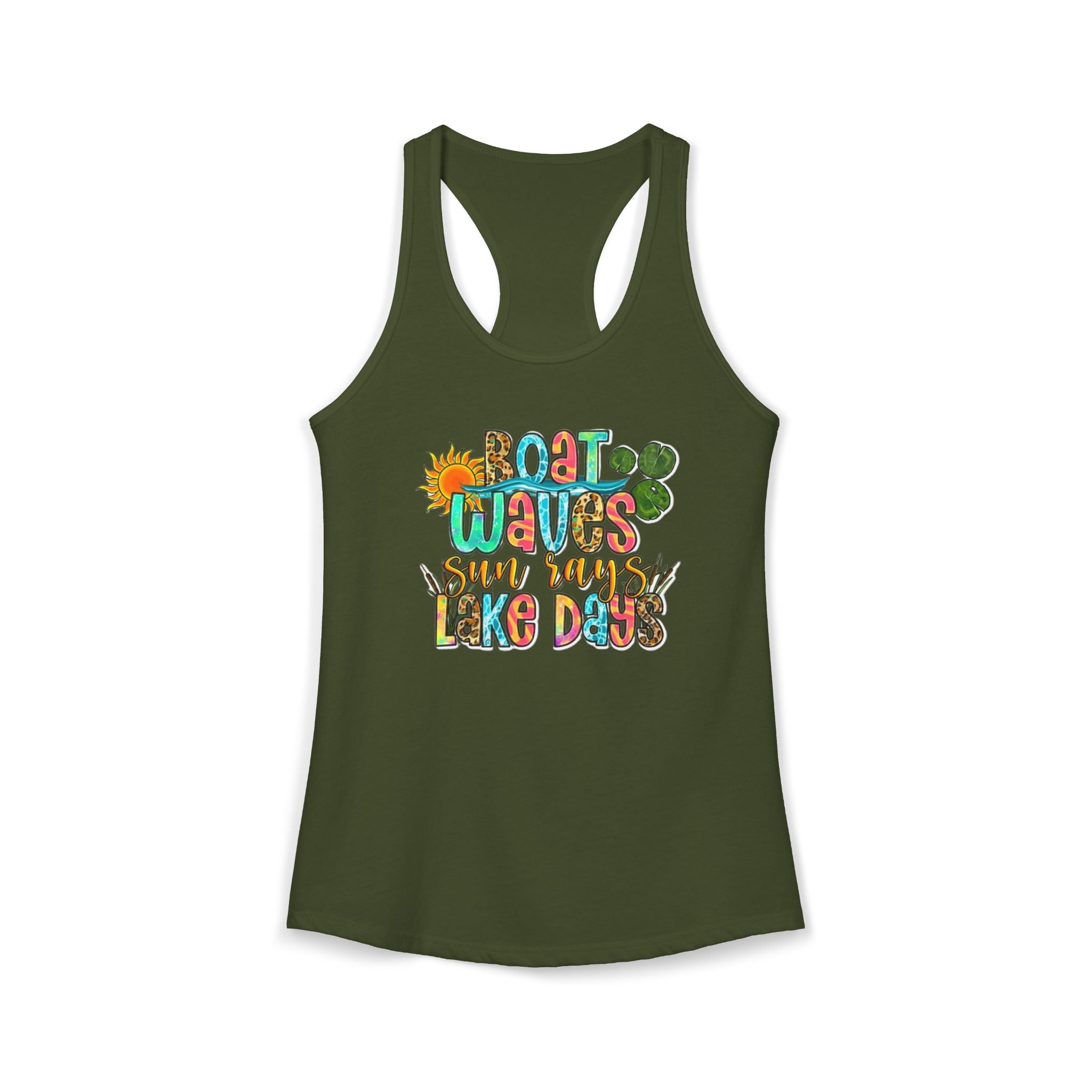 Boat Waves, Sun Rays, Lake Days -- Women's Ideal Racerback Tank