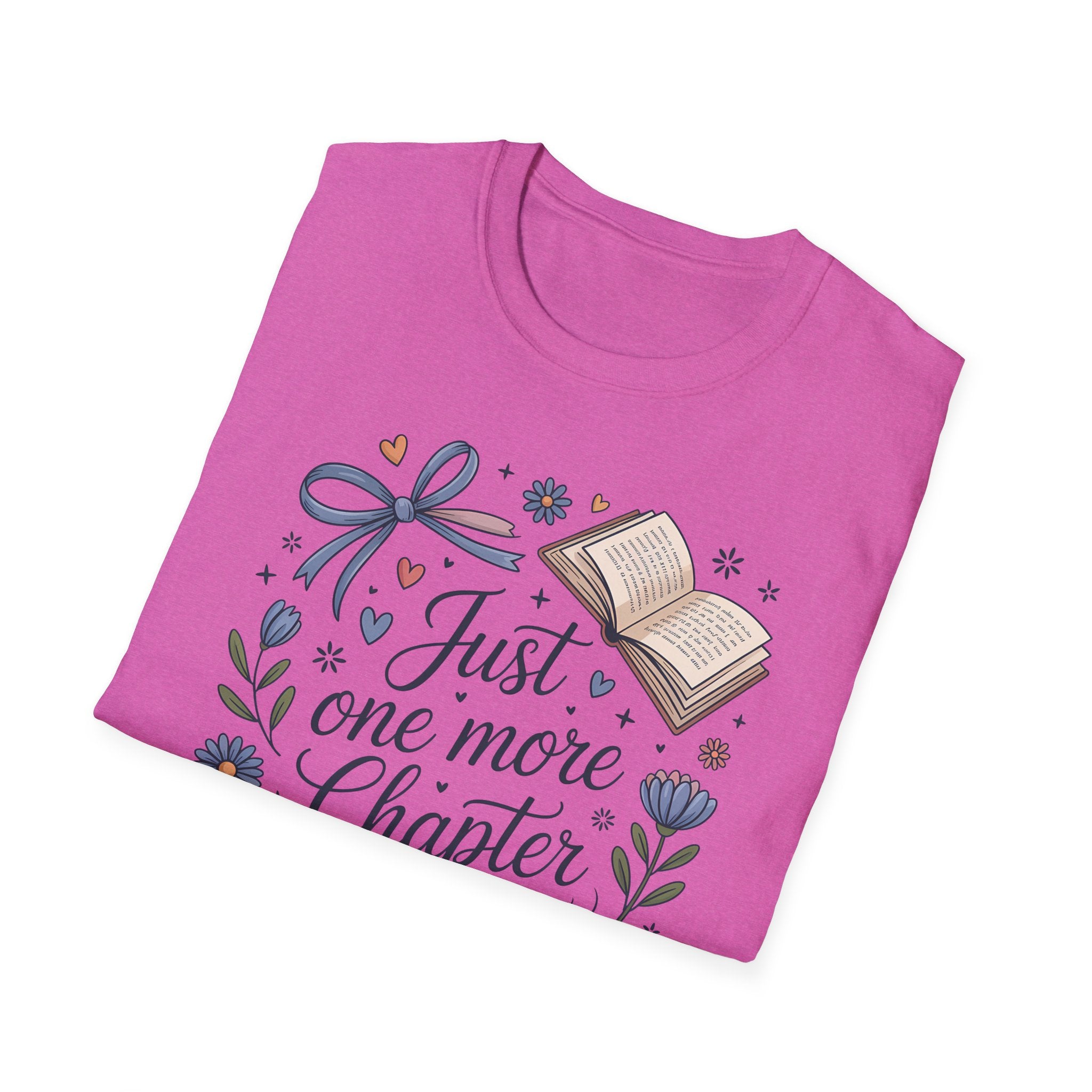 T-Shirt — "Just One More Chapter" Book Lover Tee with Glasses & Coffee