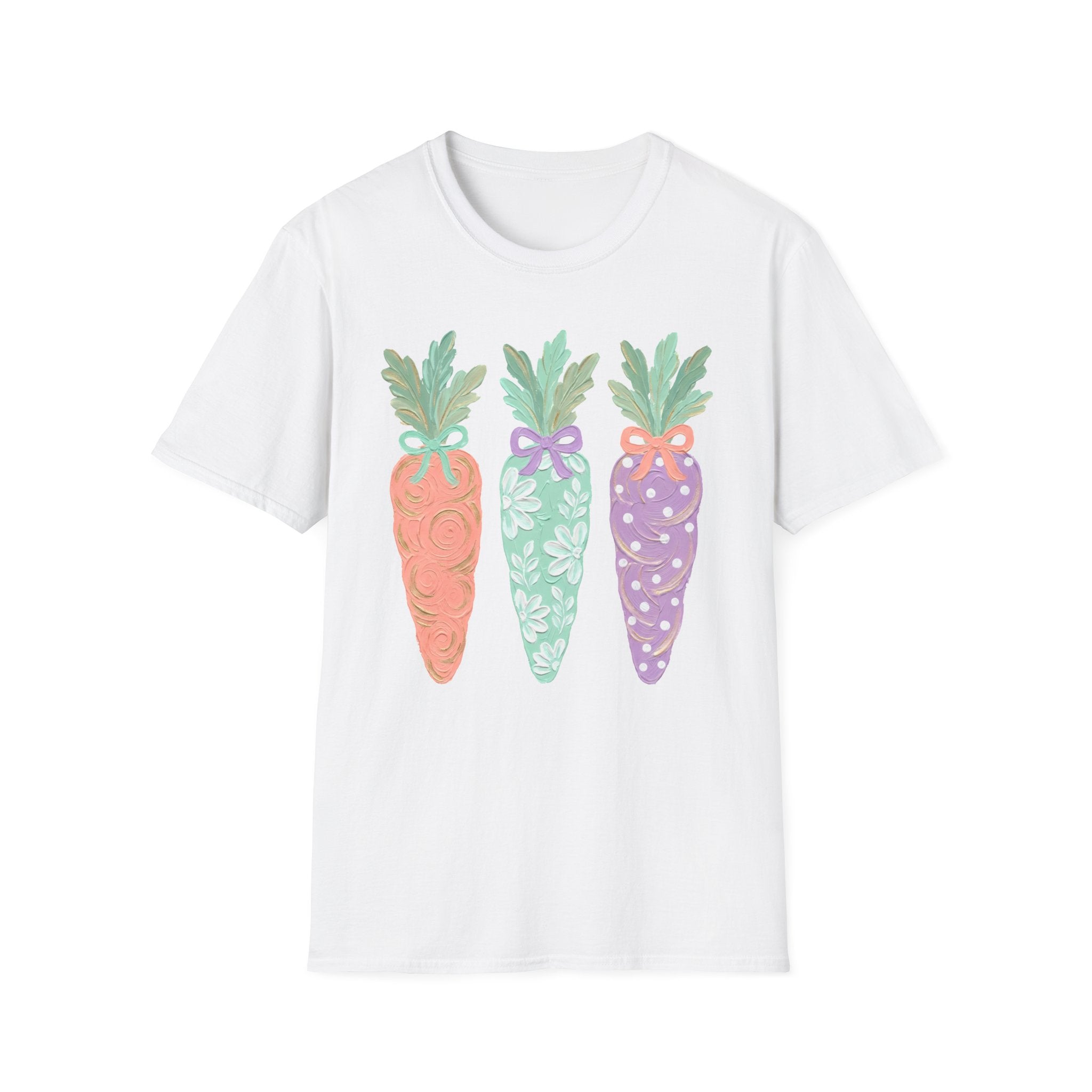 Carrot Trio Graphic T-Shirt — Pastel Floral Easter Tee