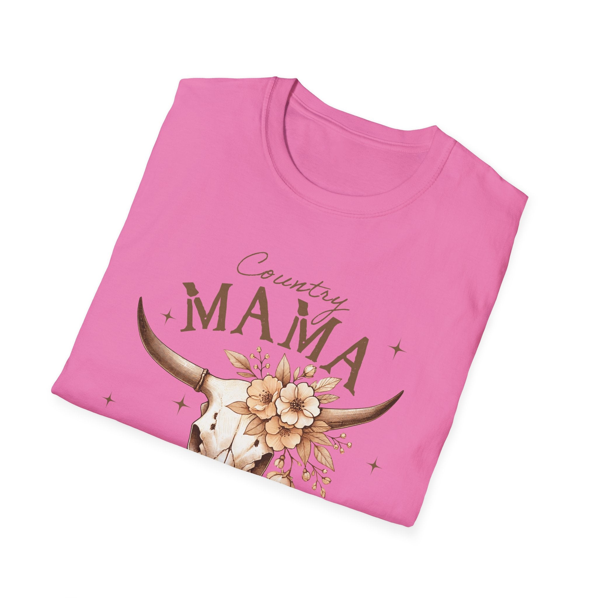 Country Mama T-Shirt — Floral Longhorn Skull Graphic