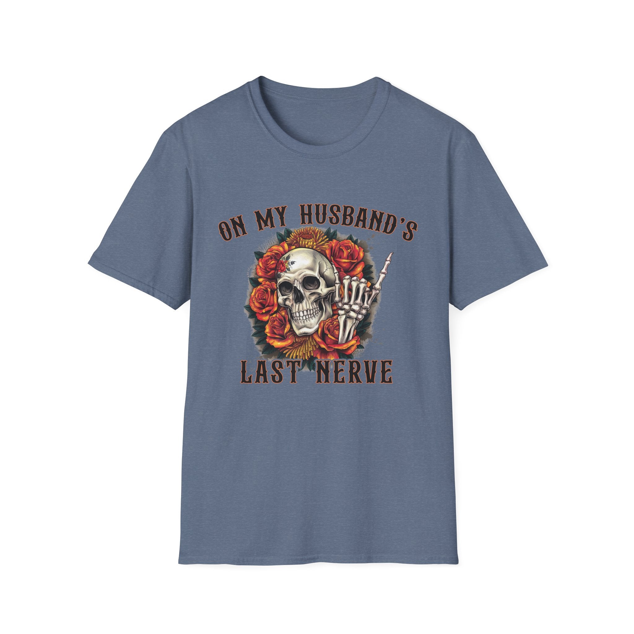 On My Husband's Last Nerve Skull & Roses T‑Shirt