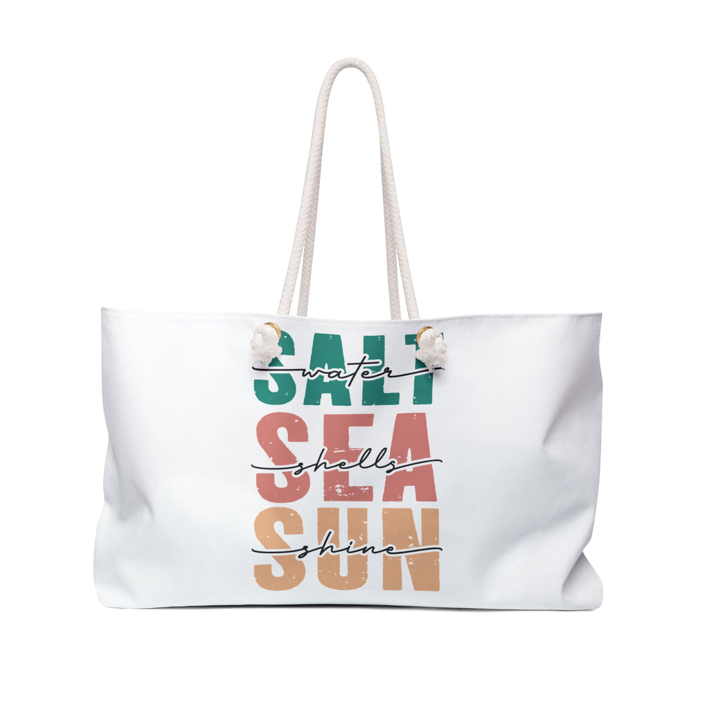 Sea Salt & Sun Weekender Bag — Beach Tote with 'Salt Sea Sun' Design