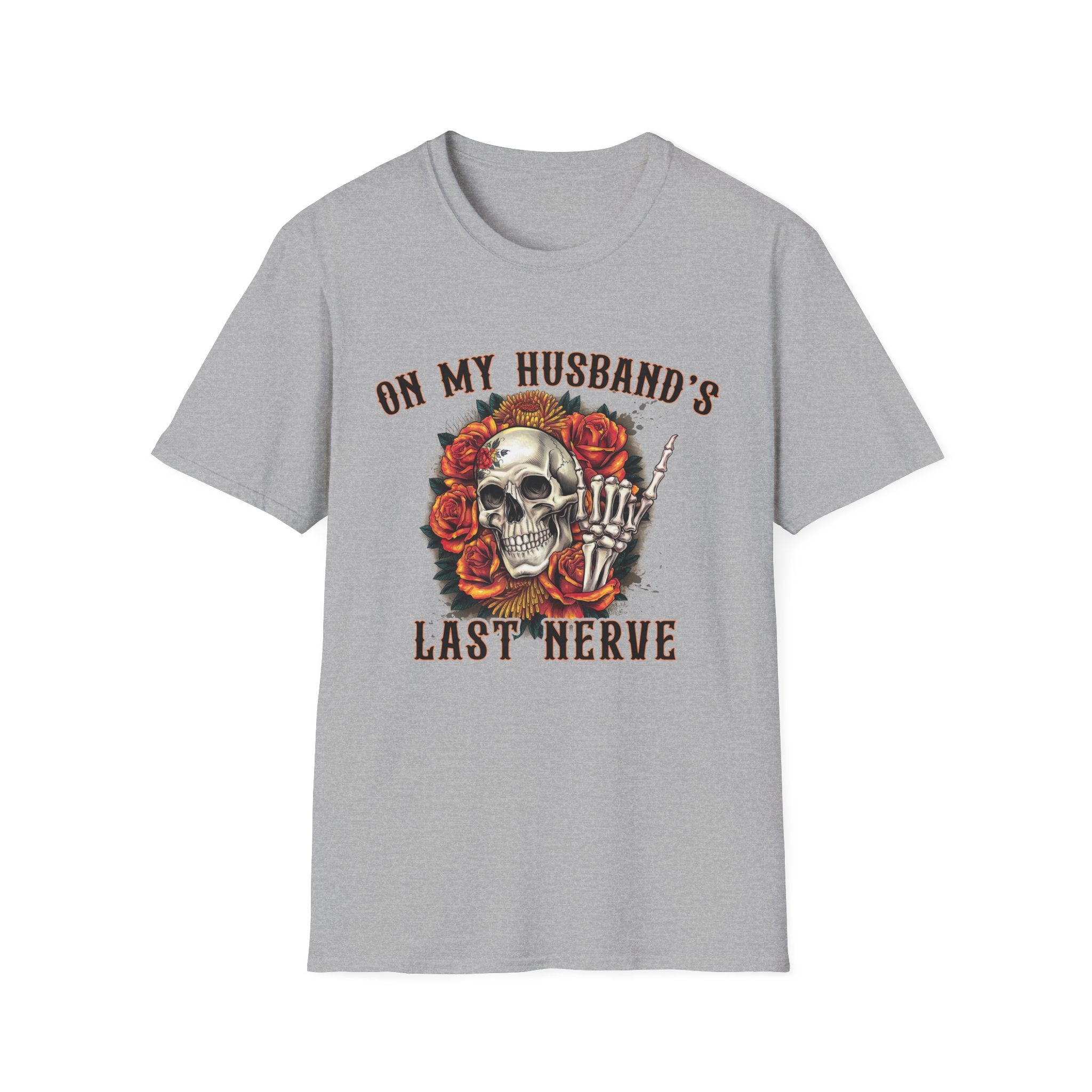 On My Husband's Last Nerve Skull & Roses T‑Shirt