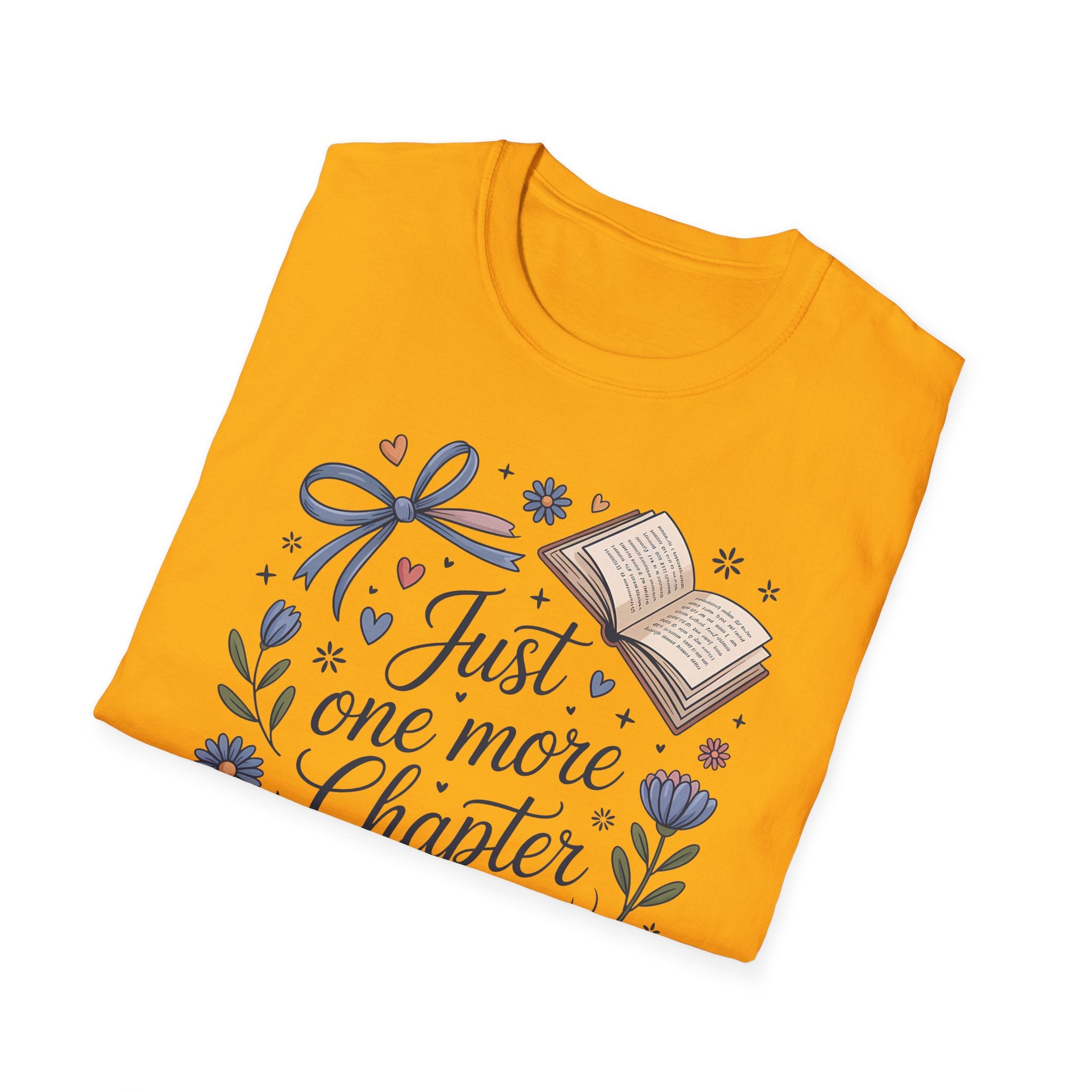 T-Shirt — "Just One More Chapter" Book Lover Tee with Glasses & Coffee