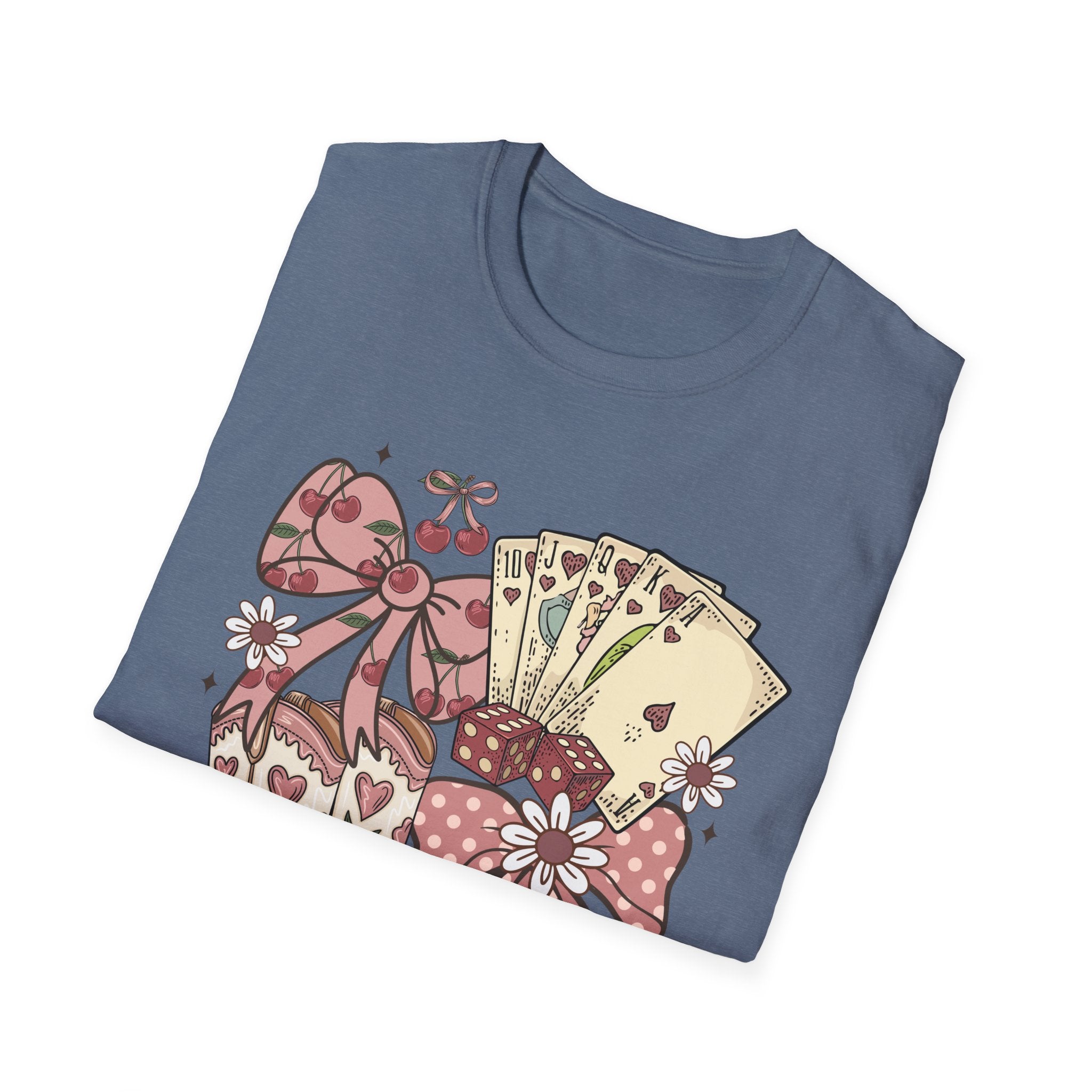 Cowgirl Aesthetic T‑Shirt — Western Boots, Cards & Ribbon Graphic