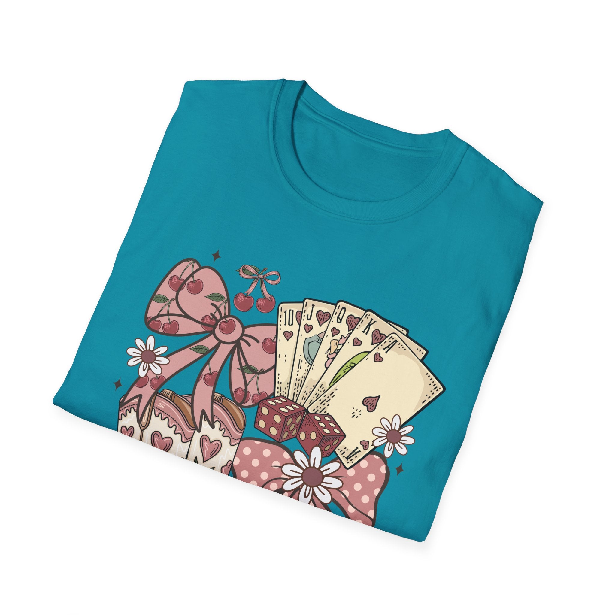 Cowgirl Aesthetic T‑Shirt — Western Boots, Cards & Ribbon Graphic
