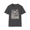 Skeleton Reading in Wildflowers T-Shirt — Gothic Floral Skull Tee