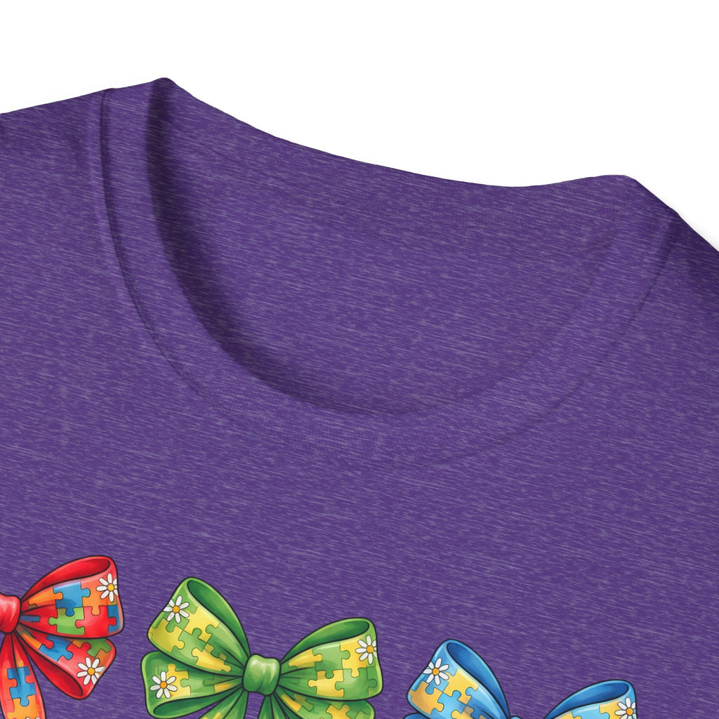 Autism Awareness T-Shirt — "Autism: Accept • Understand • Love" with Colorful Ribbon Bows