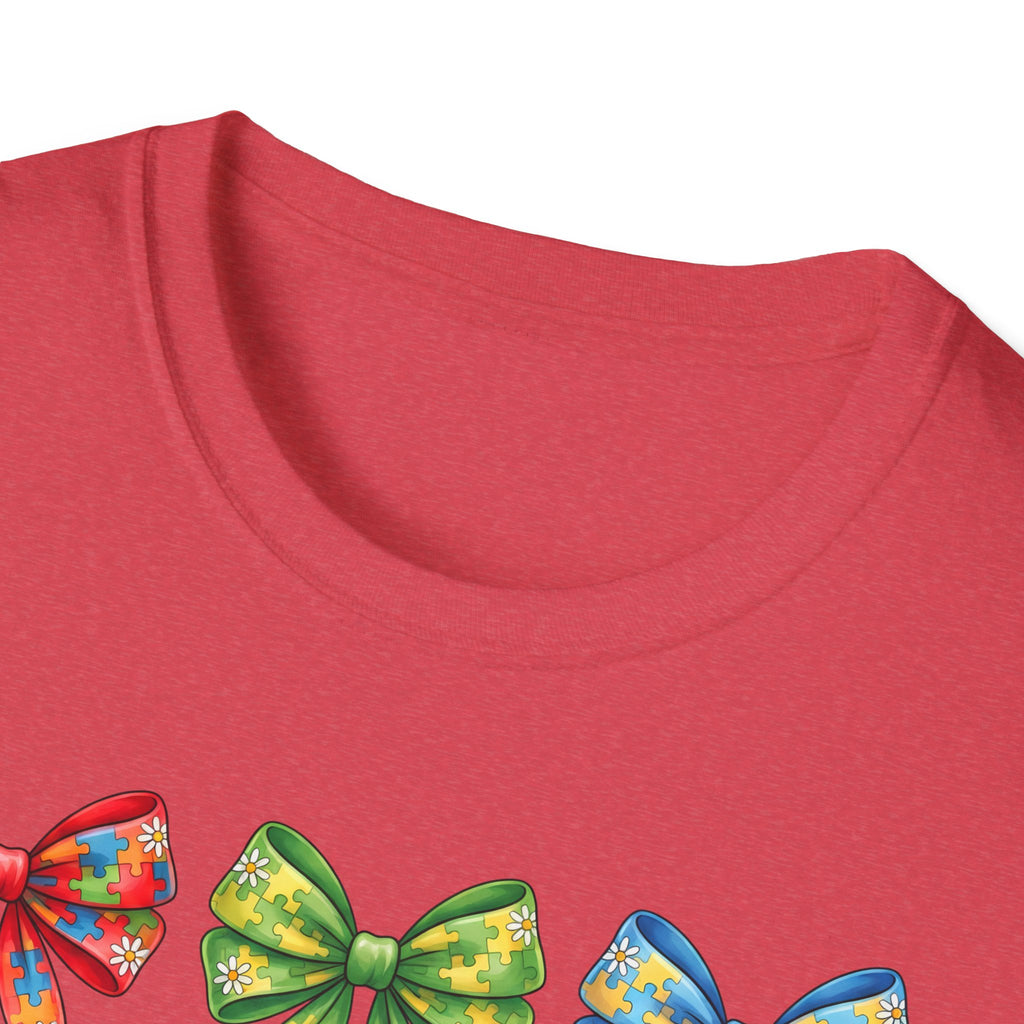 Autism Awareness T-Shirt — "Autism: Accept • Understand • Love" with Colorful Ribbon Bows