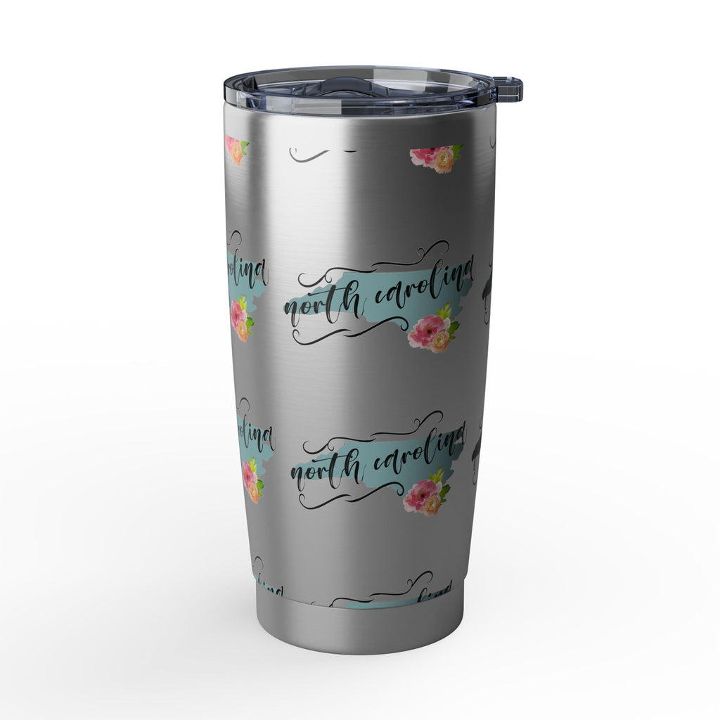 North Carolina Floral Travel Tumbler — 20oz Insulated Stainless Cup