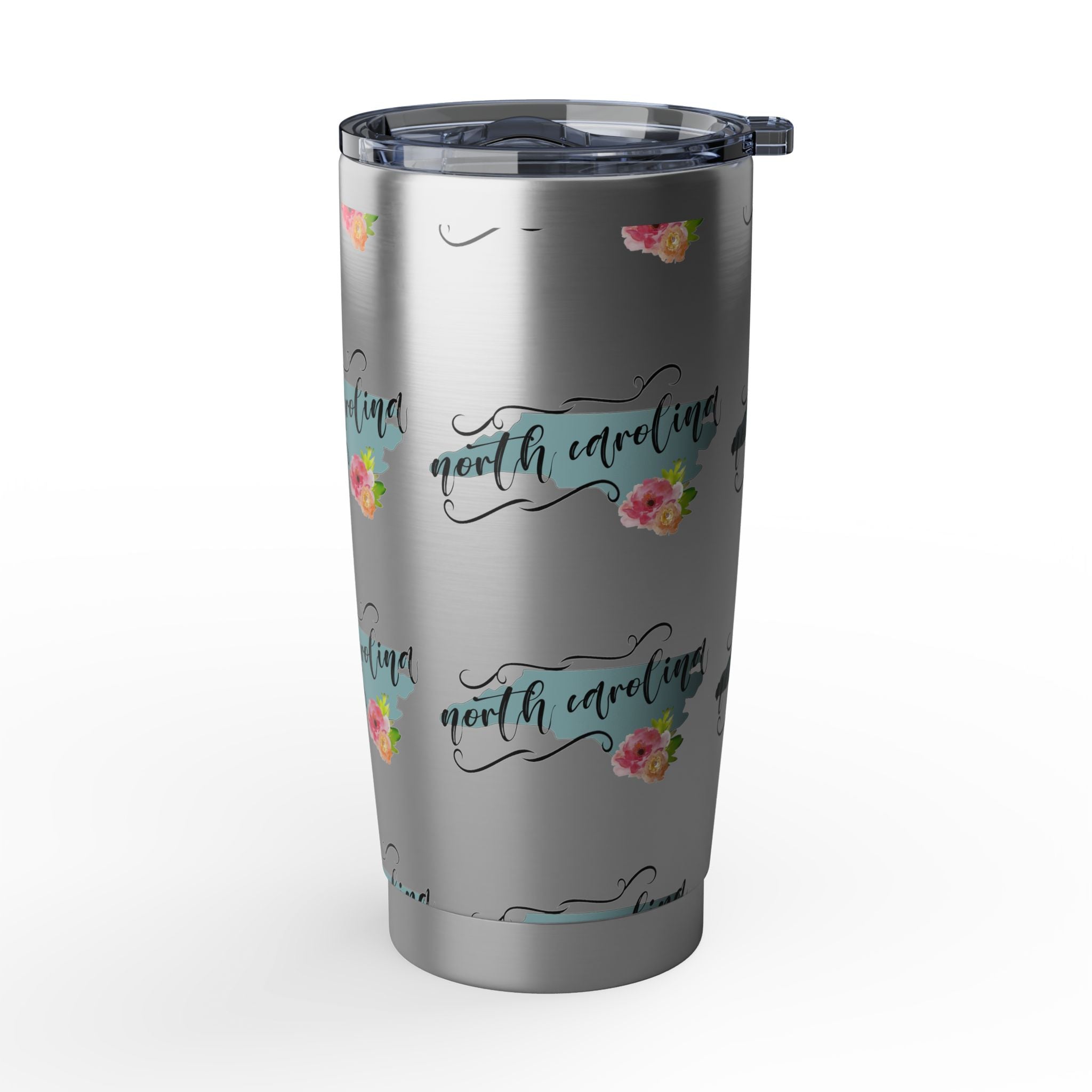 North Carolina Floral Travel Tumbler — 20oz Insulated Stainless Cup