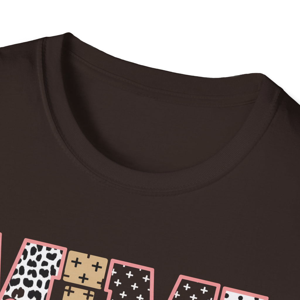 Mimi Leopard Patchwork T‑Shirt — Cute Floral & Animal Print "Mimi" Graphic Tee