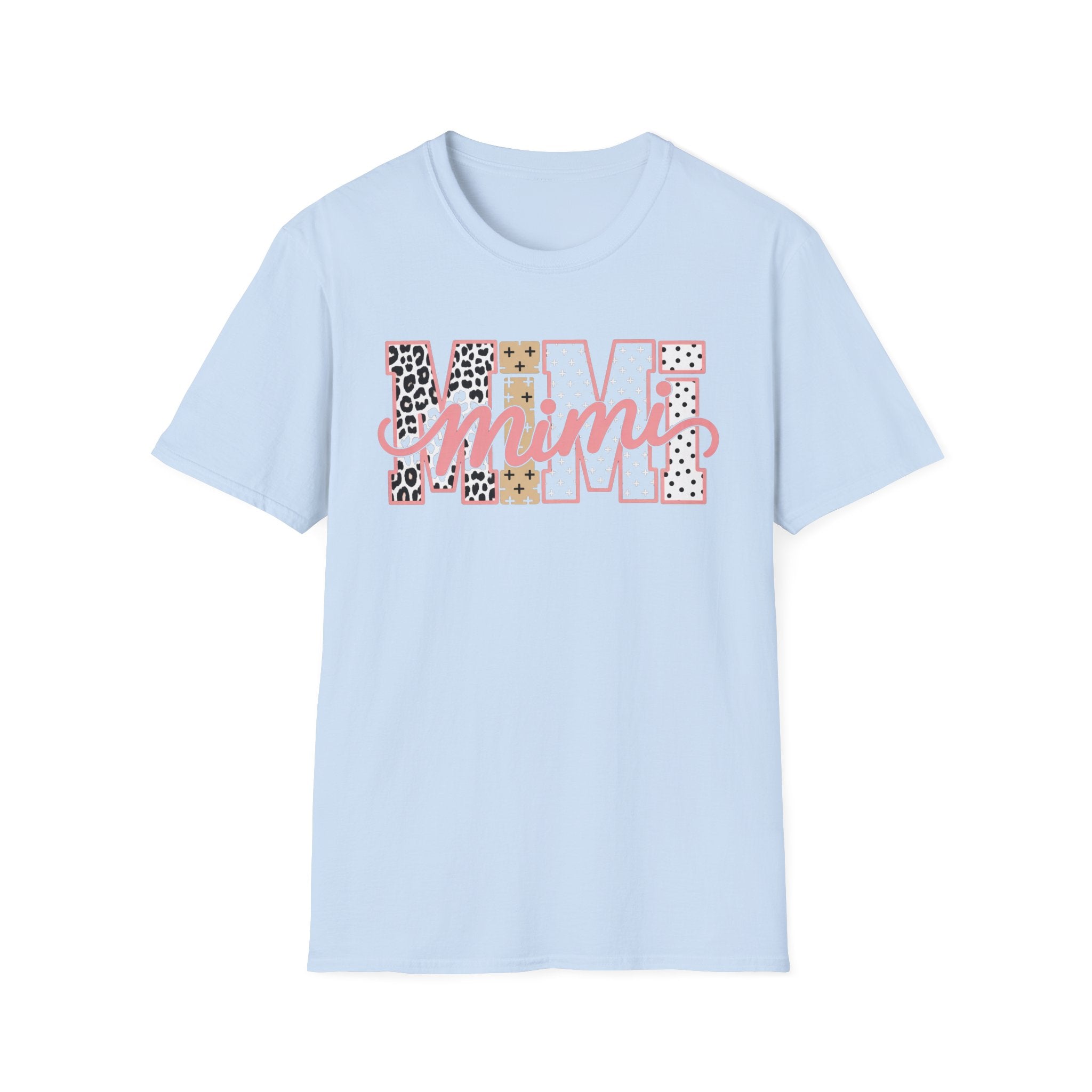 Mimi Leopard Patchwork T‑Shirt — Cute Floral & Animal Print "Mimi" Graphic Tee
