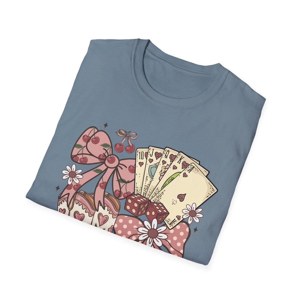 Cowgirl Aesthetic T‑Shirt — Western Boots, Cards & Ribbon Graphic