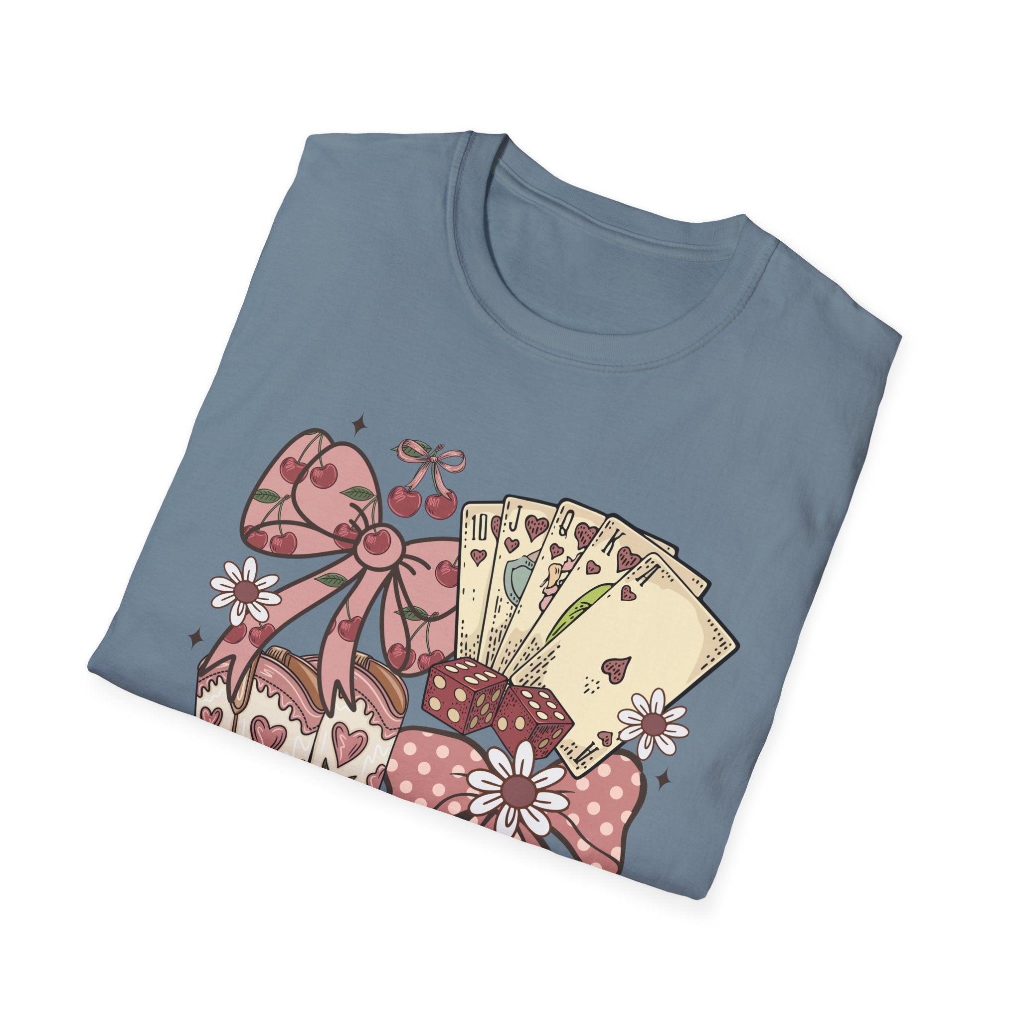 Cowgirl Aesthetic T‑Shirt — Western Boots, Cards & Ribbon Graphic
