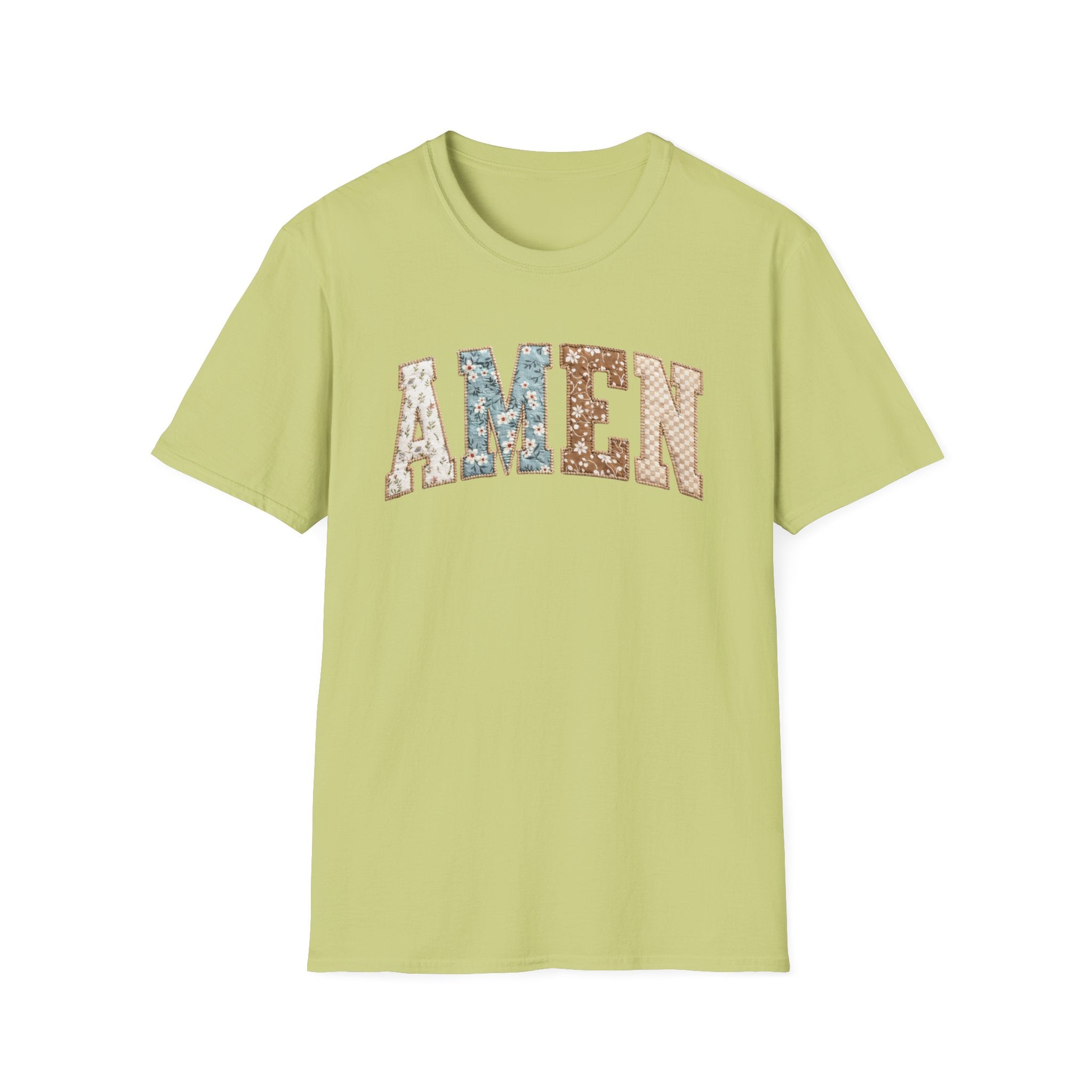 Amen Floral T-Shirt — Vintage Patchwork Faith Tee