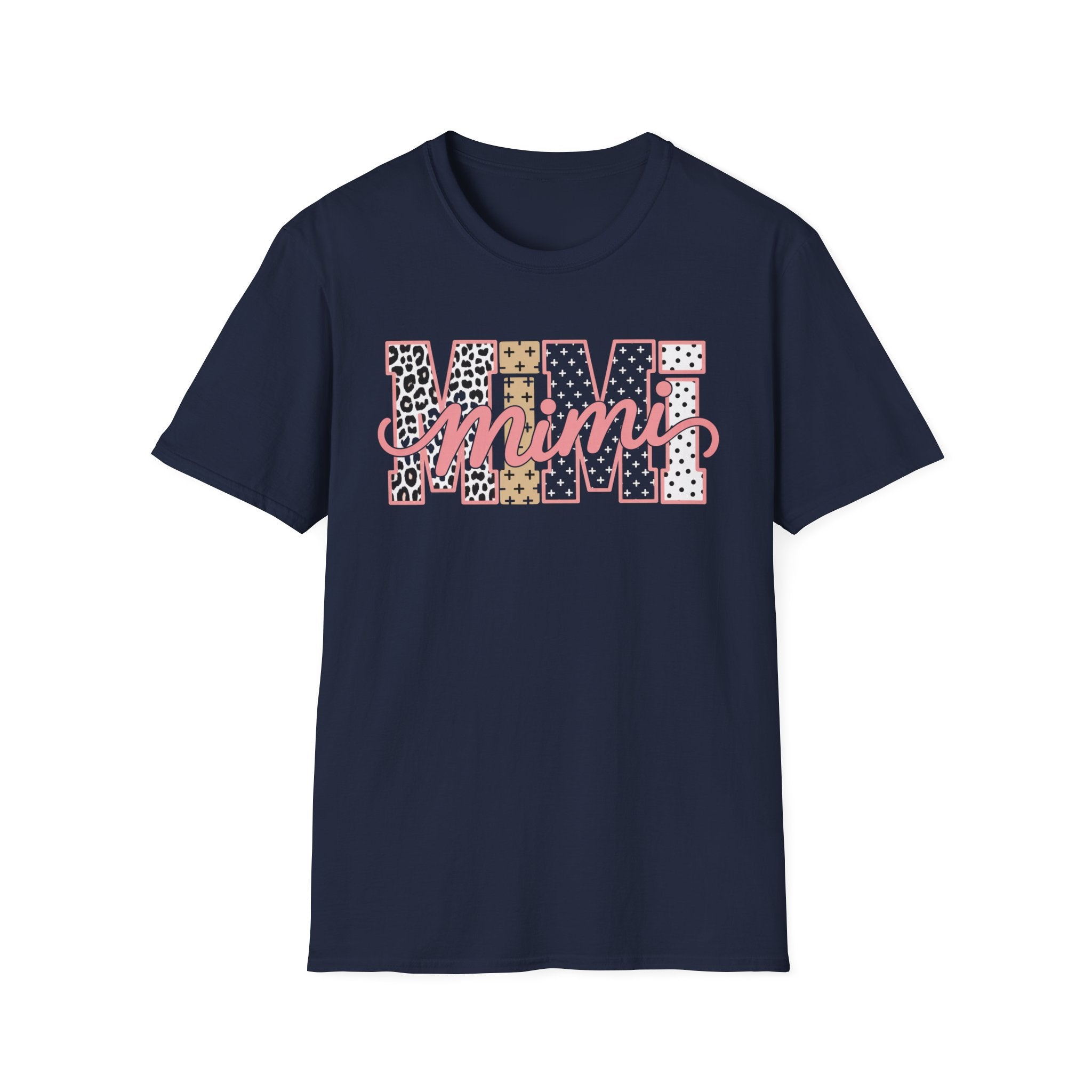 Mimi Leopard Patchwork T‑Shirt — Cute Floral & Animal Print "Mimi" Graphic Tee