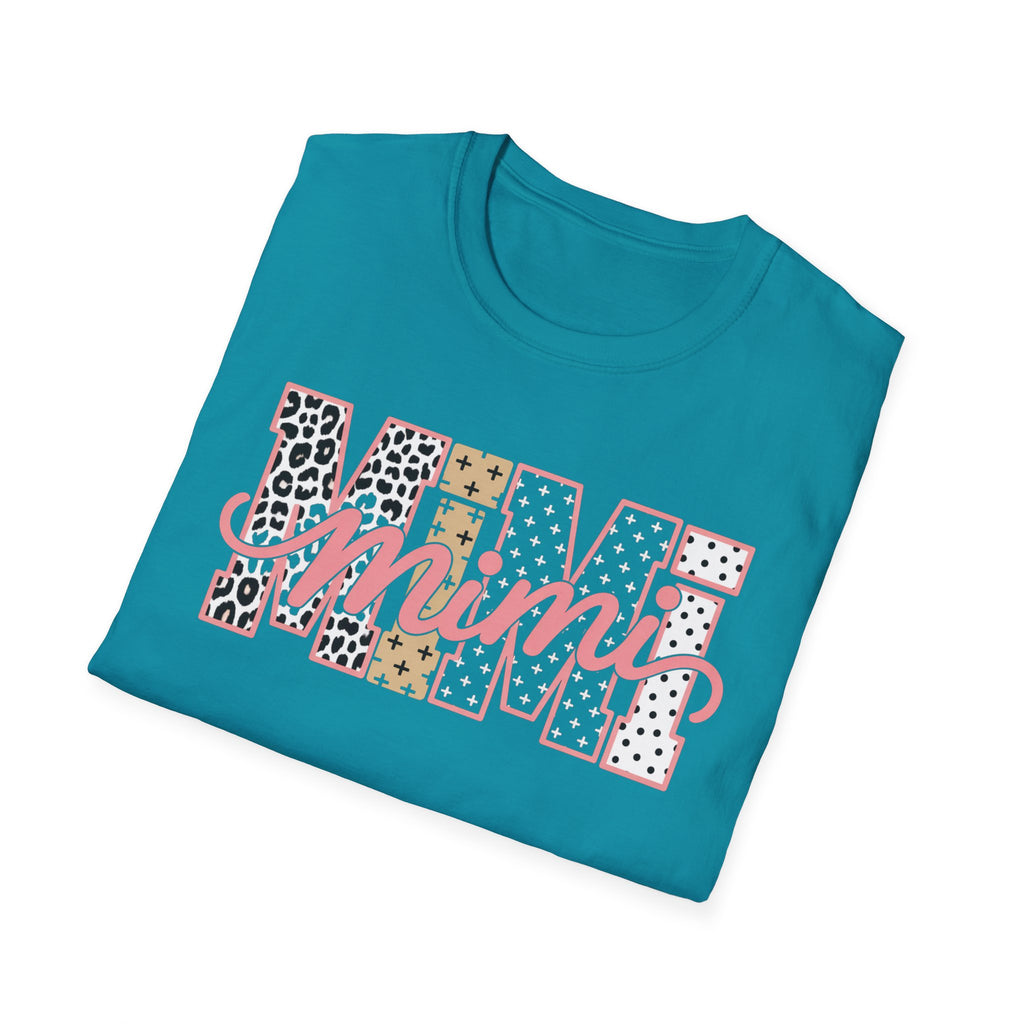Mimi Leopard Patchwork T‑Shirt — Cute Floral & Animal Print "Mimi" Graphic Tee