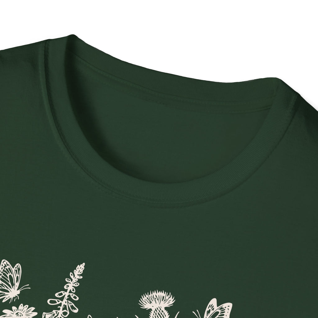 Skeleton Reading in Wildflowers T-Shirt — Gothic Floral Skull Tee
