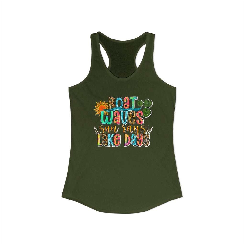 Boat Waves, Sun Rays, Lake Days -- Women's Ideal Racerback Tank