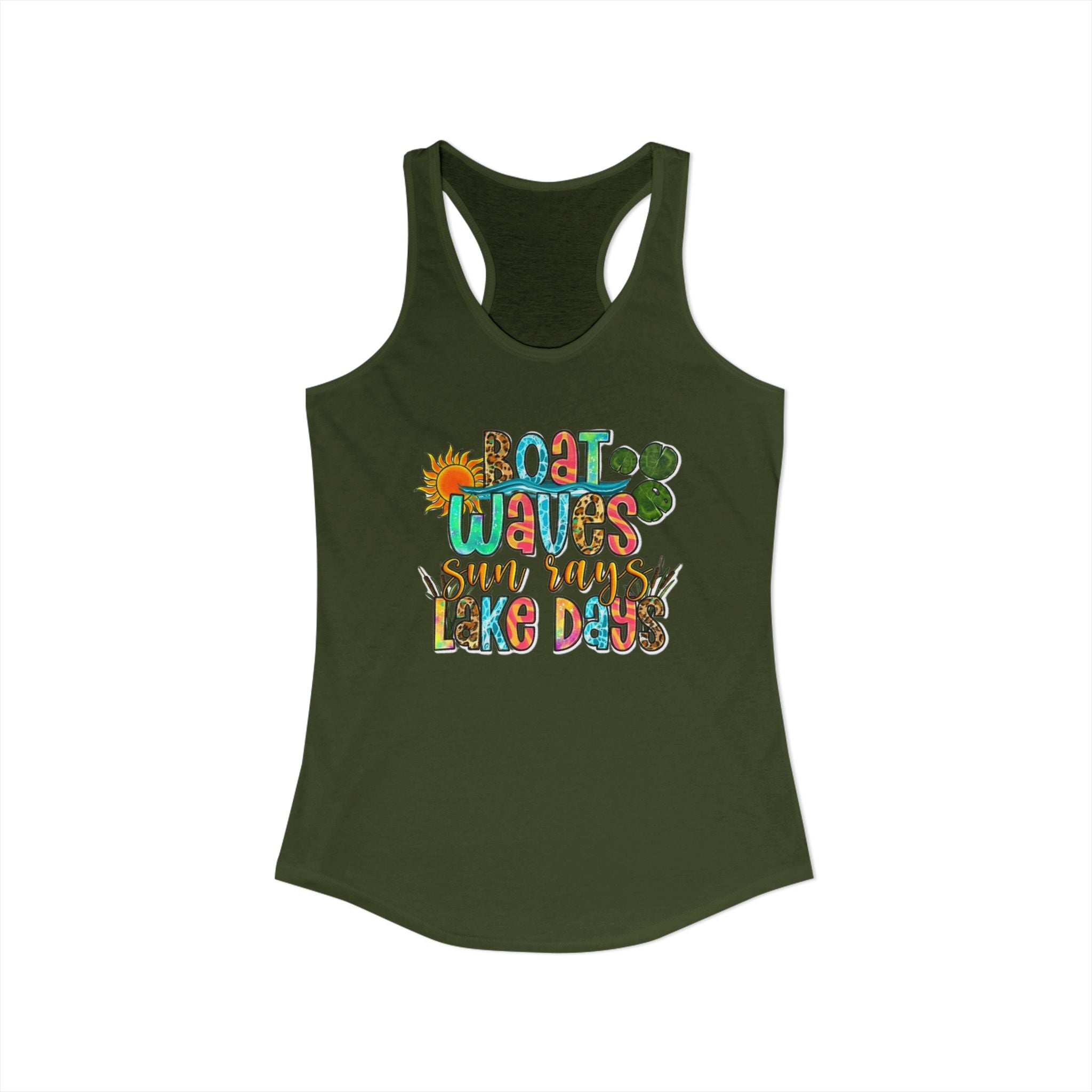 Boat Waves, Sun Rays, Lake Days -- Women's Ideal Racerback Tank