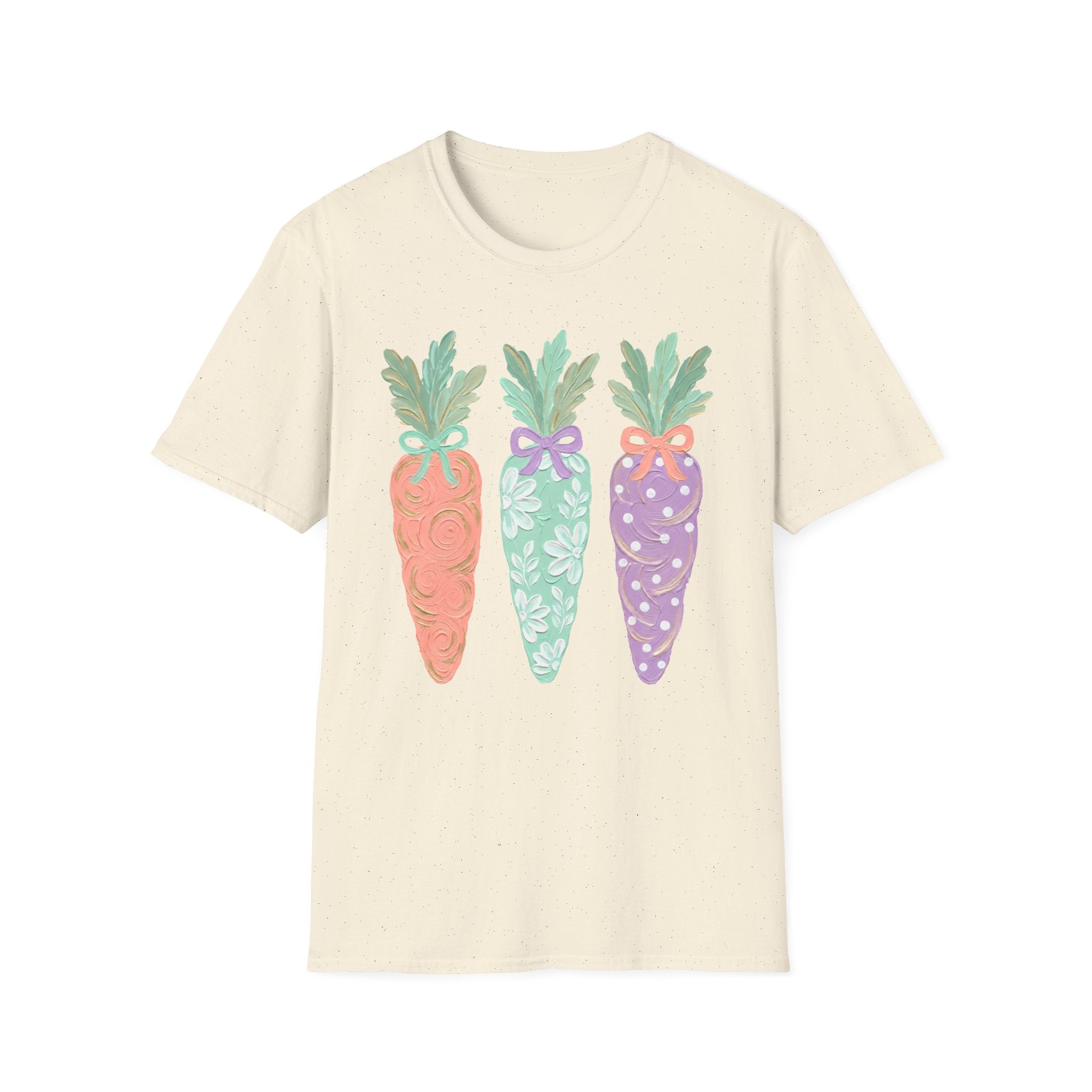 Carrot Trio Graphic T-Shirt — Pastel Floral Easter Tee