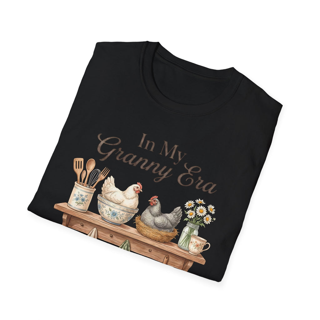 T-Shirt — "In My Granny Era" Vintage Kitchen Chickens Graphic