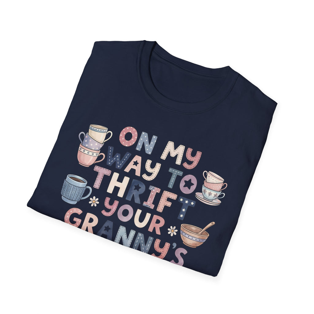 Thrifted Finds Tee — “On My Way to Thrift Your Granny’s Knick Knacks” Vintage Coffee Graphic T-Shirt