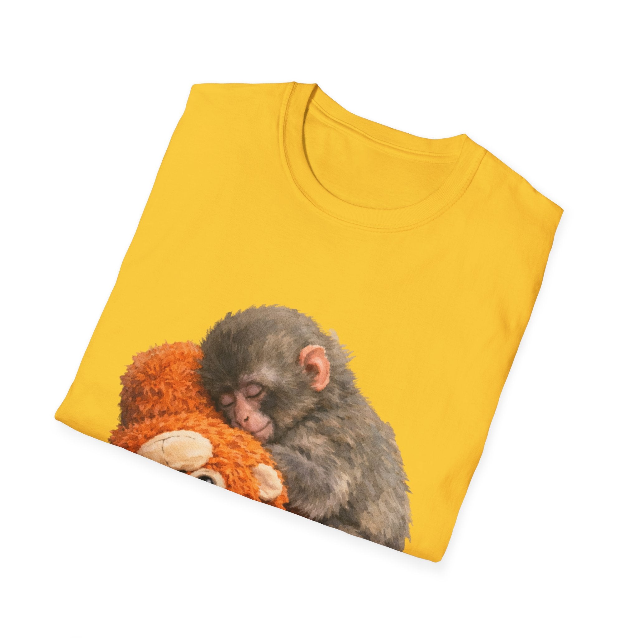 Baby Monkey & Teddy T-Shirt — Cute Sleepy Primate Graphic Tee