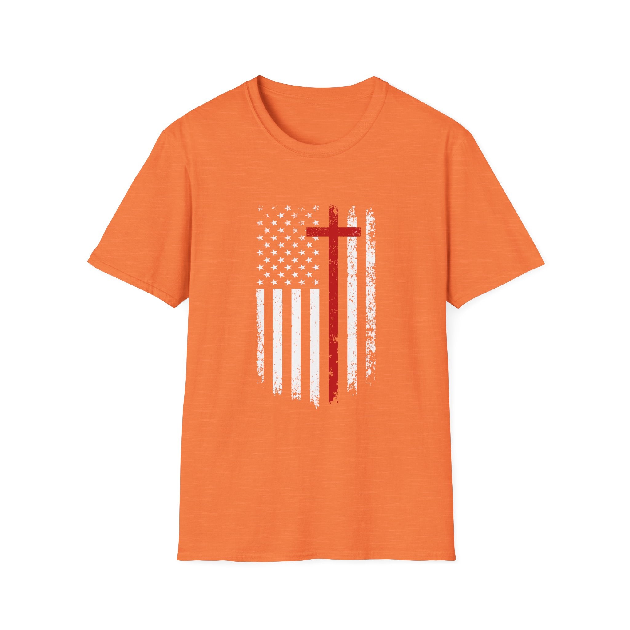 Christian Cross Minimalist T-Shirt — Distressed Red Cross Faith Tee