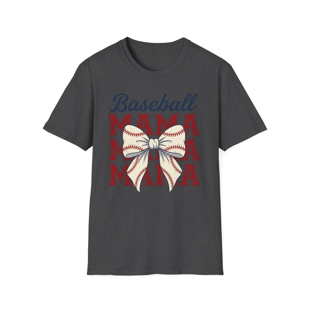 Baseball Mama T-Shirt — Retro Bow Baseball Mom Tee