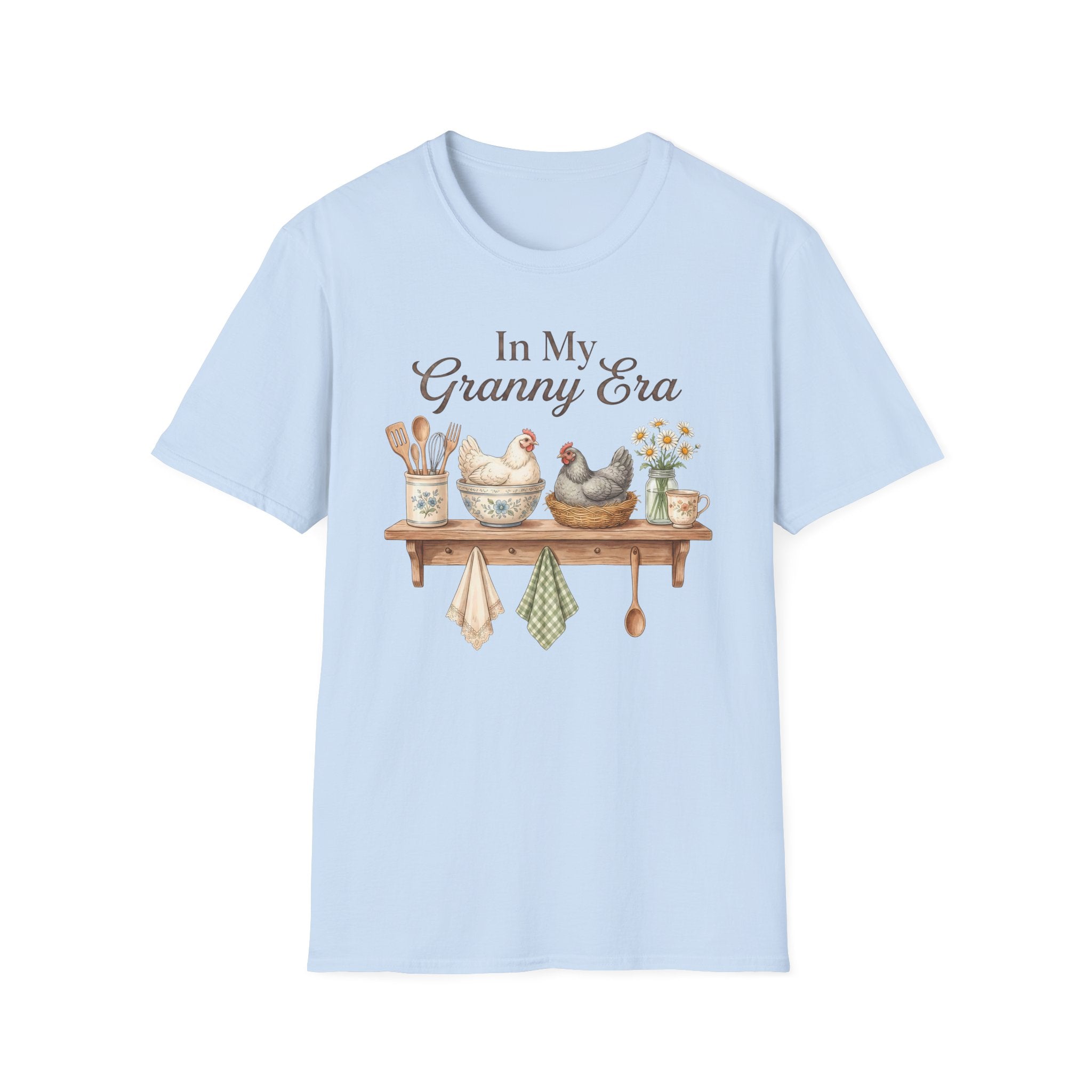 T-Shirt — "In My Granny Era" Vintage Kitchen Chickens Graphic