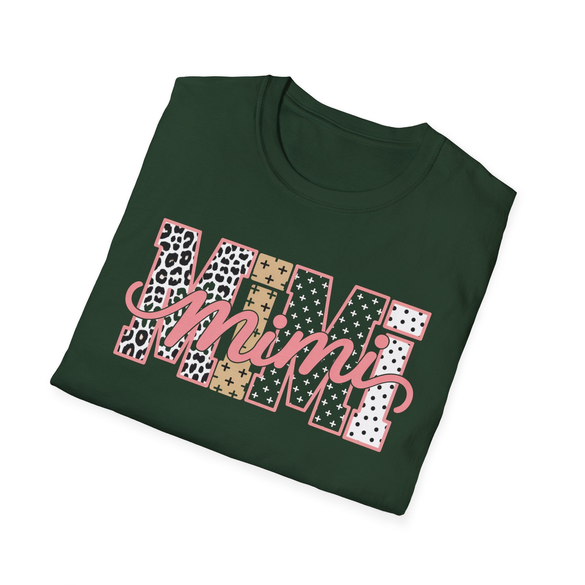 Mimi Leopard Patchwork T‑Shirt — Cute Floral & Animal Print "Mimi" Graphic Tee