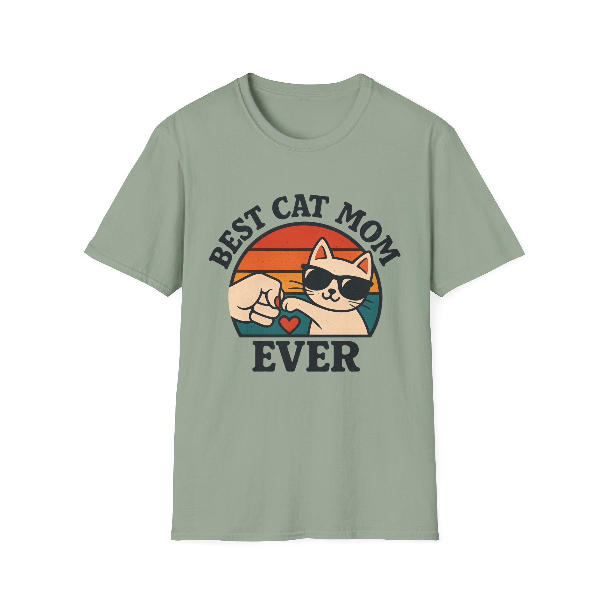 Best Cat Mom Ever T-Shirt — Cute Retro Cat Fist Bump Tee for Cat Lovers, Mother's Day Gift