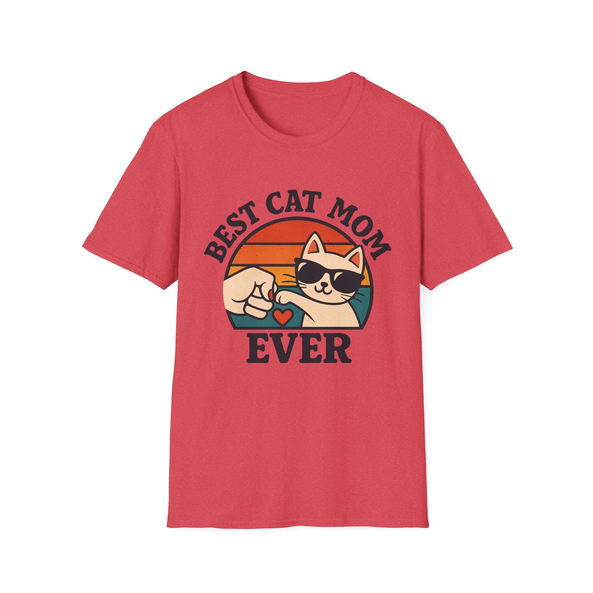 Best Cat Mom Ever T-Shirt — Cute Retro Cat Fist Bump Tee for Cat Lovers, Mother's Day Gift