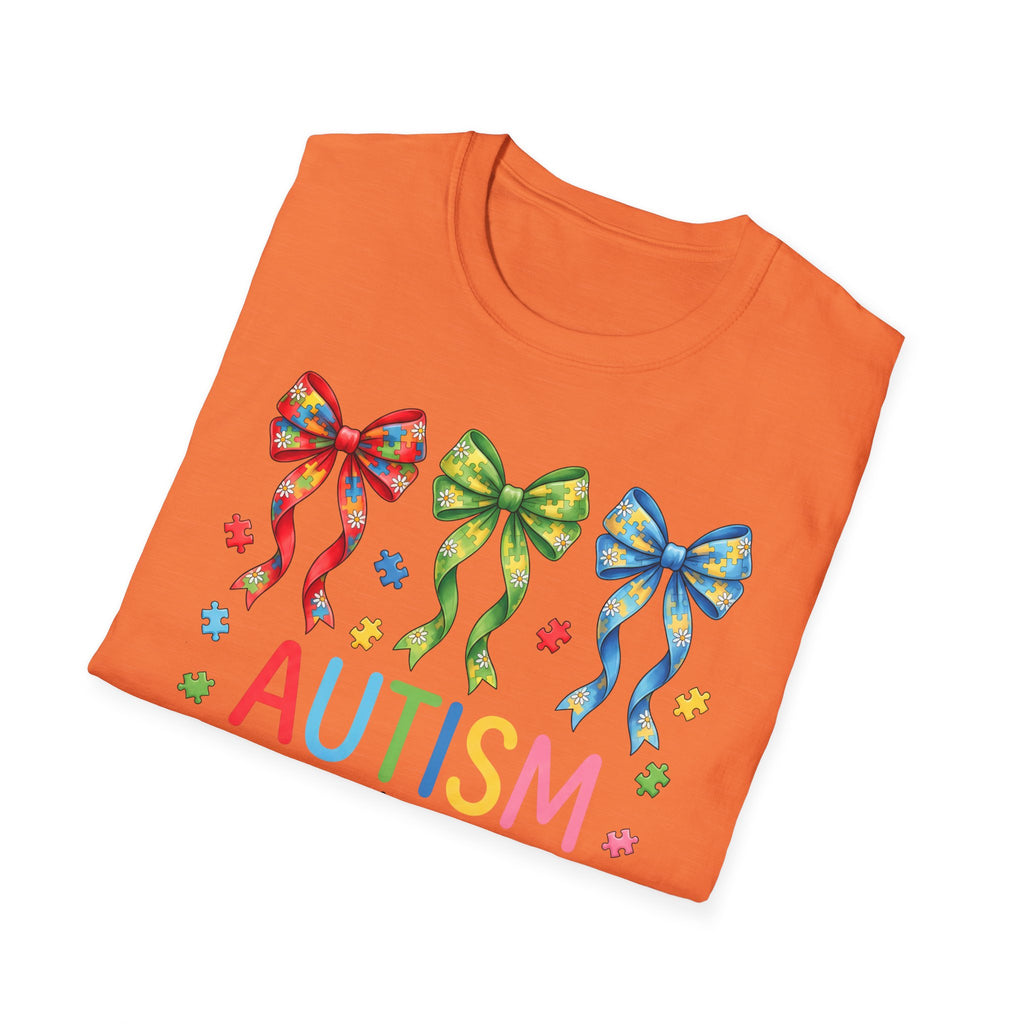 Autism Awareness T-Shirt — "Autism: Accept • Understand • Love" with Colorful Ribbon Bows